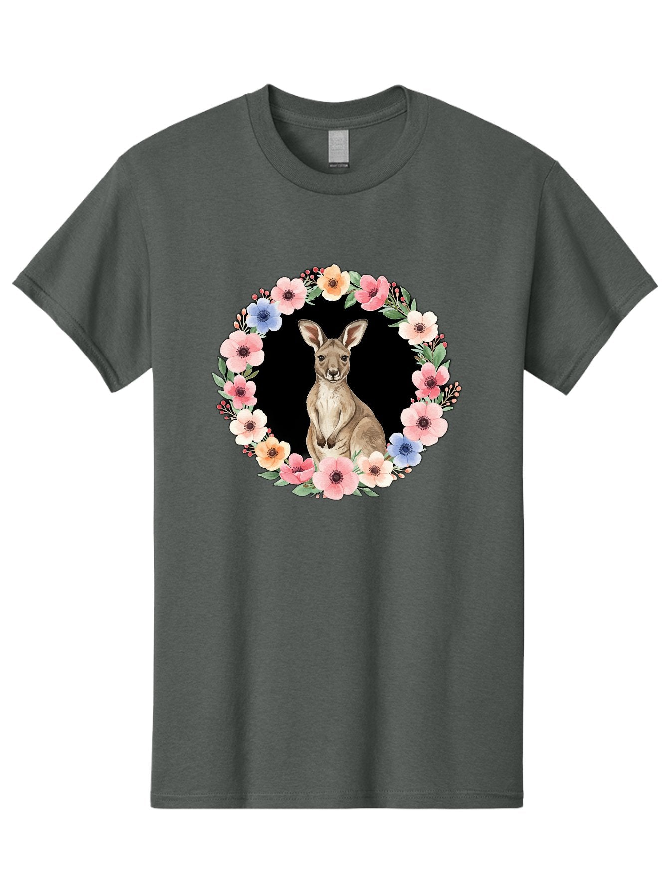 Kangaroo-In-Floral-Wreath Men'S Graphic Tee, 100% Cotton, Comfortable Casual Summer Wear, Machine Washable, Vintage Camera, Old Camera, Antique Camera, Black Camera, Classic Photography, Photography Equipment, Nostalgic Device, Film Camera, Baf157