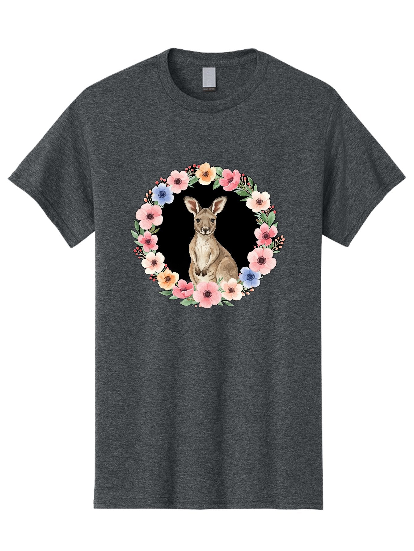 Kangaroo-In-Floral-Wreath Men'S Graphic Tee, 100% Cotton, Comfortable Casual Summer Wear, Machine Washable, Vintage Camera, Old Camera, Antique Camera, Black Camera, Classic Photography, Photography Equipment, Nostalgic Device, Film Camera, Baf157 6