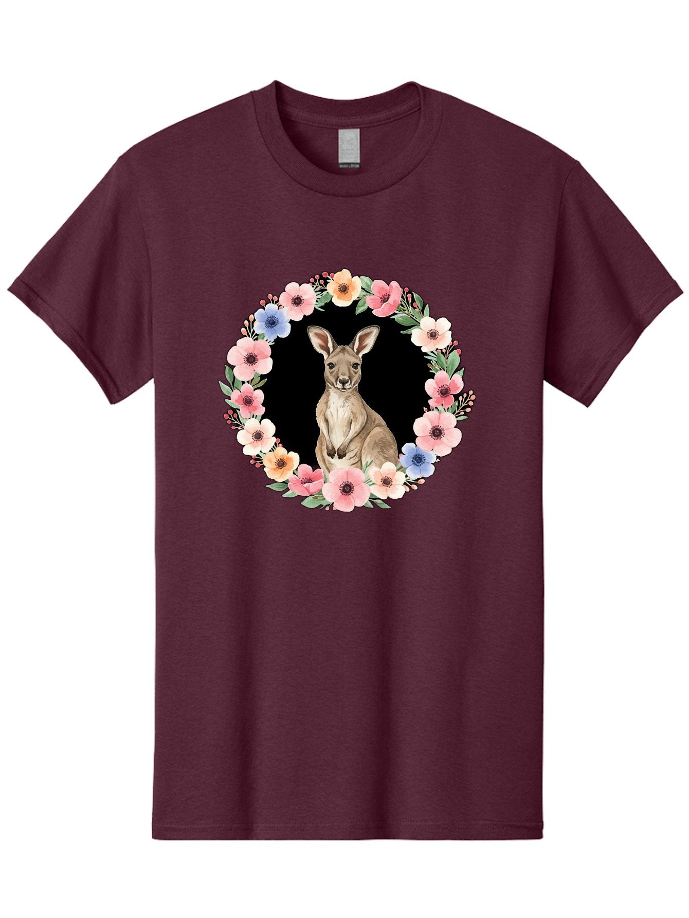 Kangaroo-In-Floral-Wreath Men'S Graphic Tee, 100% Cotton, Comfortable Casual Summer Wear, Machine Washable, Vintage Camera, Old Camera, Antique Camera, Black Camera, Classic Photography, Photography Equipment, Nostalgic Device, Film Camera, Baf157 10