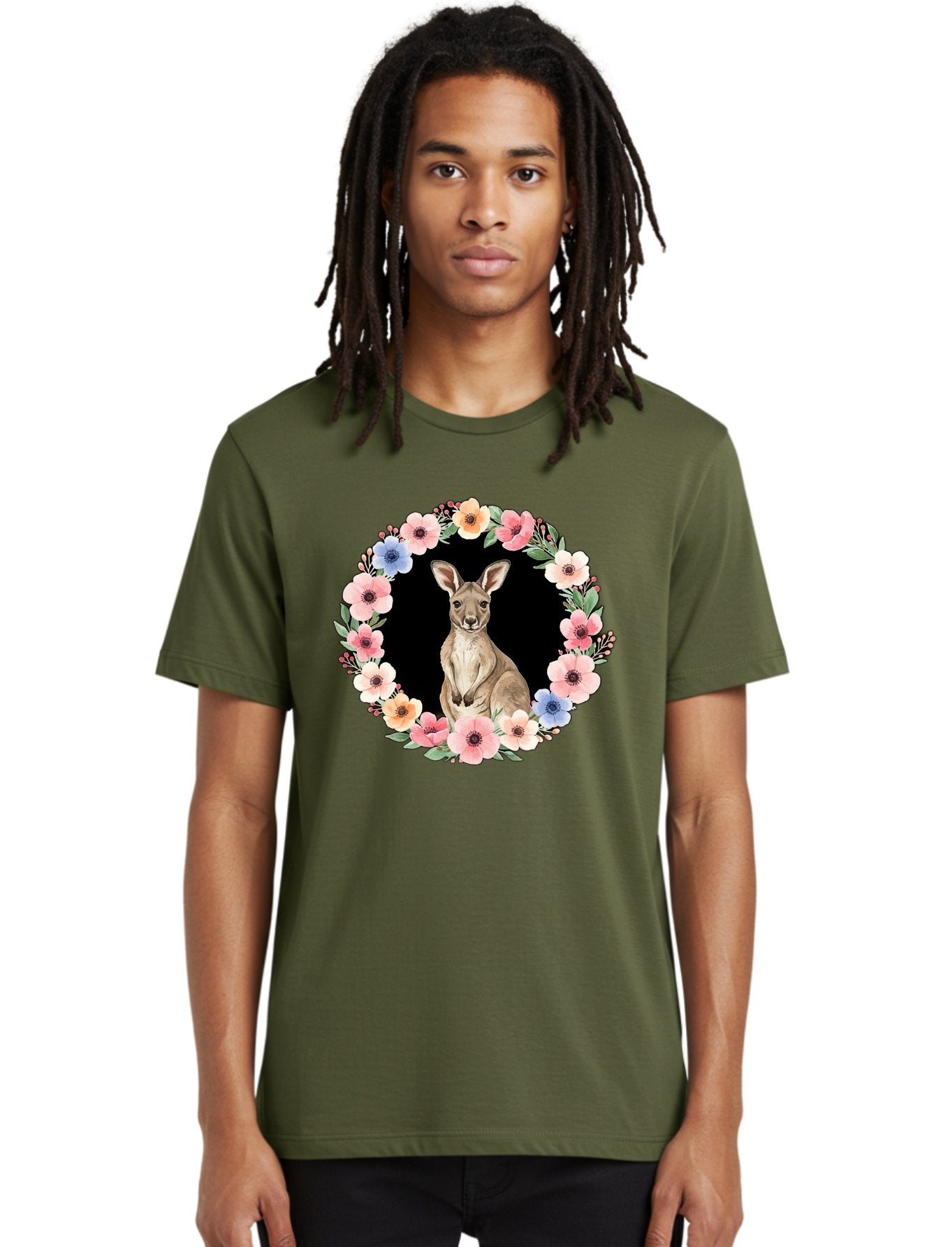 Kangaroo-In-Floral-Wreath Men'S Graphic Tee, 100% Cotton, Comfortable Casual Summer Wear, Machine Washable, Vintage Camera, Old Camera, Antique Camera, Black Camera, Classic Photography, Photography Equipment, Nostalgic Device, Film Camera, Baf157 29