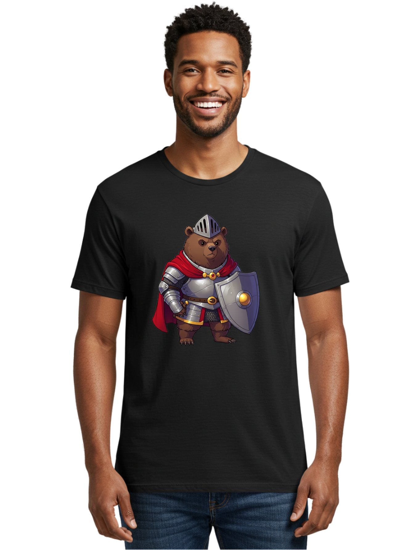 Knight-Bear-2 Men'S Graphic Tee, 100% Cotton, Comfortable Casual Summer Wear, Machine Washable, Vintage Camera, Old Camera, Antique Camera, Black Camera, Classic Photography, Photography Equipment, Nostalgic Device, Film Camera, Camera Art Baf166 25