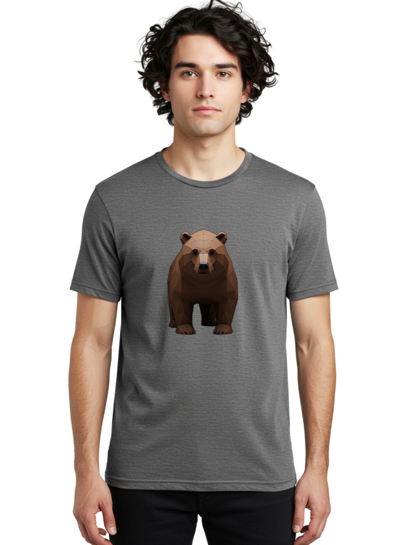 Low-Poly-Bear-1 Men'S Graphic Tee, 100% Cotton, Comfortable Casual Summer Wear, Machine Washable, Vintage Camera, Old Camera, Antique Camera, Black Camera, Classic Photography, Photography Equipment, Nostalgic Device, Film Camera, Camera Art Baf184 17