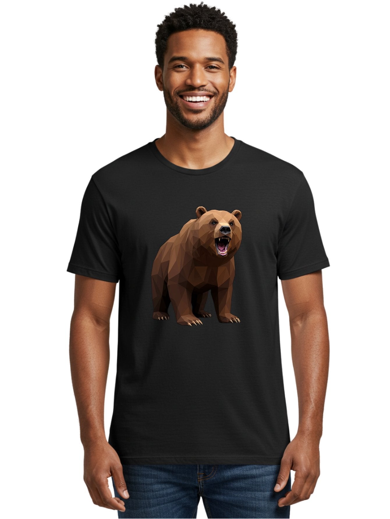 Low-Poly-Bear-2 Men'S Graphic Tee, 100% Cotton, Comfortable Casual Summer Wear, Machine Washable, Vintage Camera, Old Camera, Antique Camera, Black Camera, Classic Photography, Photography Equipment, Nostalgic Device, Film Camera, Camera Art Baf185 20