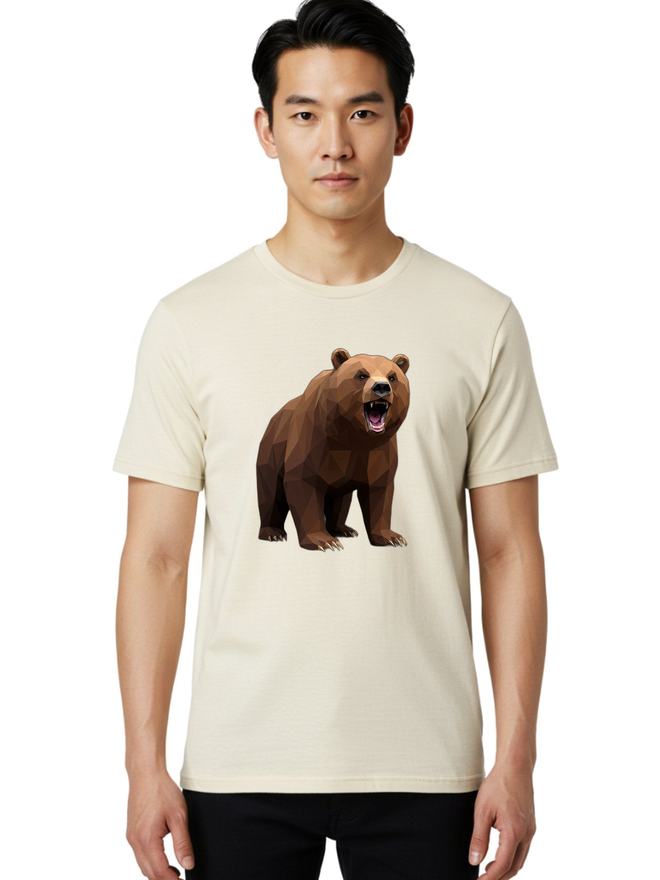Low-Poly-Bear-2 Men'S Graphic Tee, 100% Cotton, Comfortable Casual Summer Wear, Machine Washable, Vintage Camera, Old Camera, Antique Camera, Black Camera, Classic Photography, Photography Equipment, Nostalgic Device, Film Camera, Camera Art Baf185 18