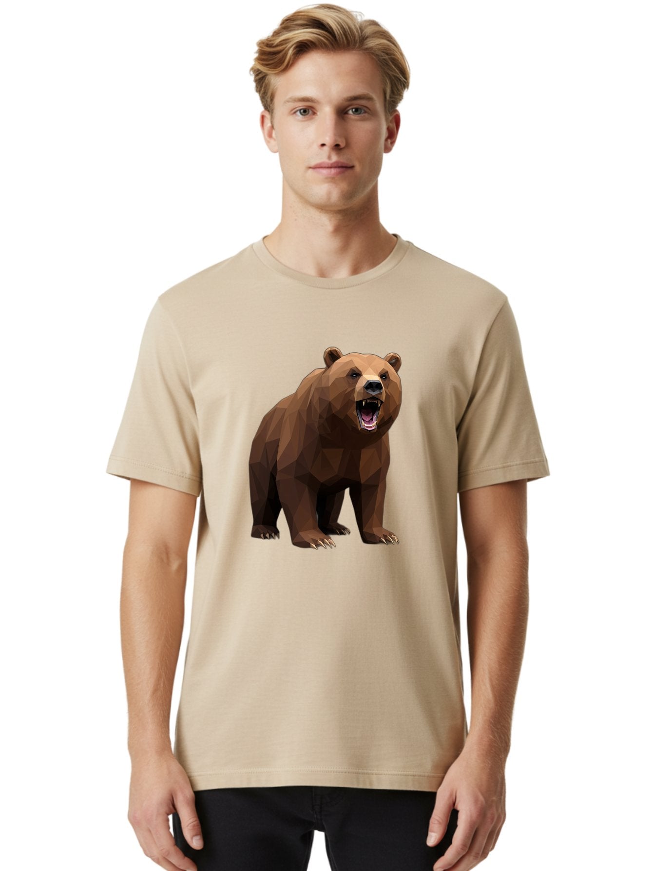 Low-Poly-Bear-2 Men'S Graphic Tee, 100% Cotton, Comfortable Casual Summer Wear, Machine Washable, Vintage Camera, Old Camera, Antique Camera, Black Camera, Classic Photography, Photography Equipment, Nostalgic Device, Film Camera, Camera Art Baf185 27