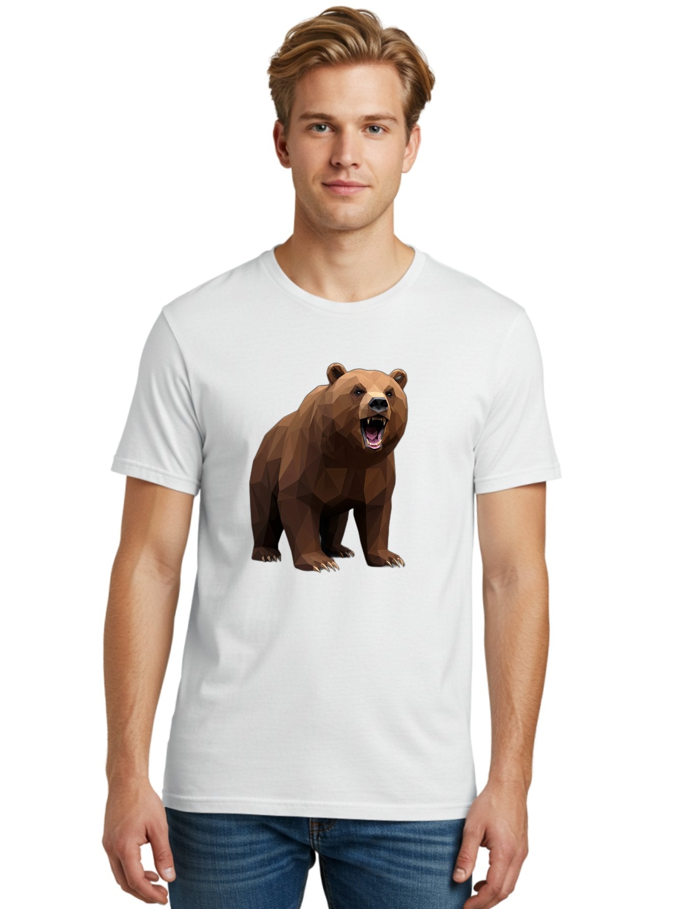 Low-Poly-Bear-2 Men'S Graphic Tee, 100% Cotton, Comfortable Casual Summer Wear, Machine Washable, Vintage Camera, Old Camera, Antique Camera, Black Camera, Classic Photography, Photography Equipment, Nostalgic Device, Film Camera, Camera Art Baf185 16