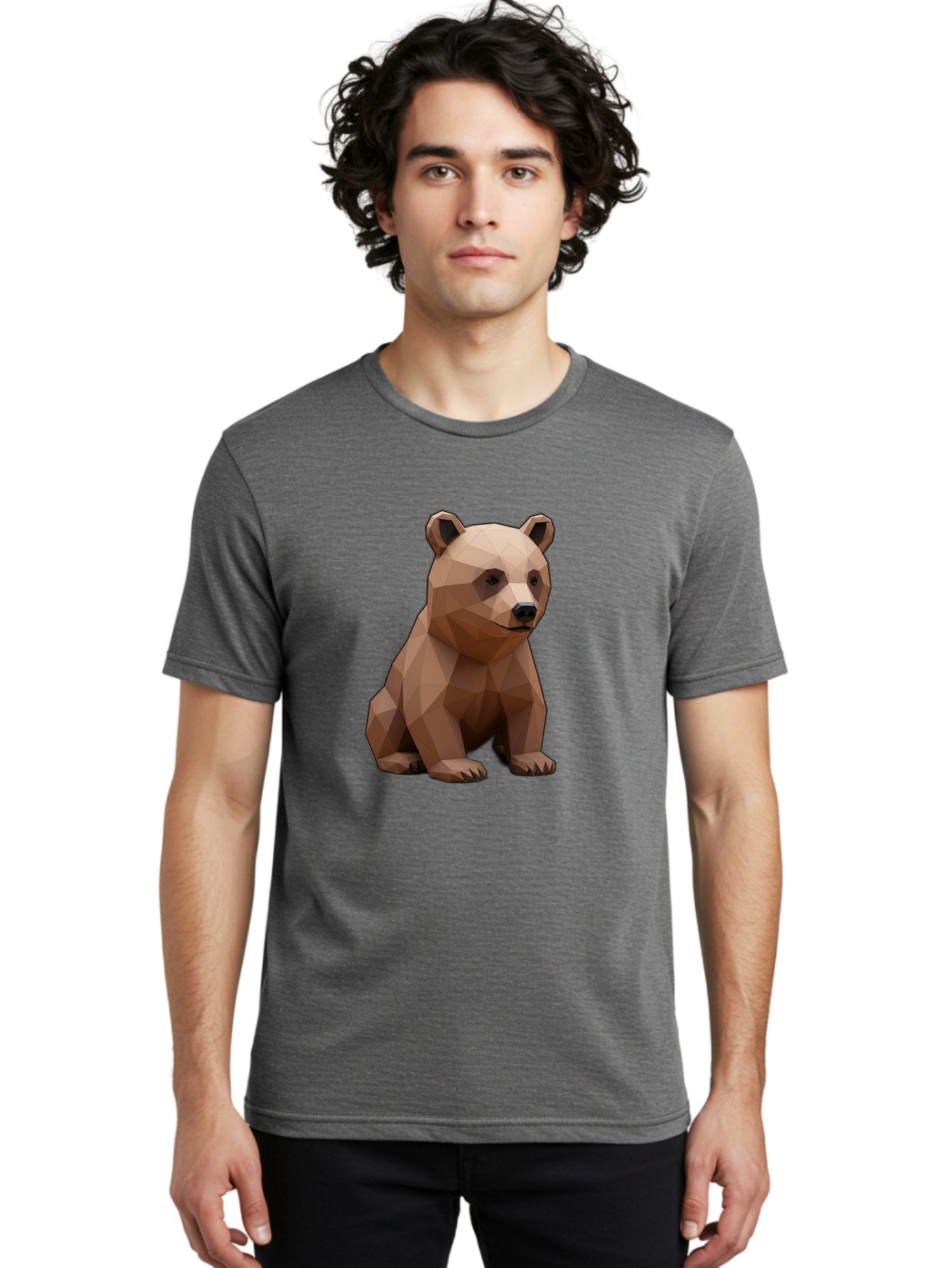 Low-Poly-Bear-3 Men'S Graphic Tee, 100% Cotton, Comfortable Casual Summer Wear, Machine Washable, Vintage Camera, Old Camera, Antique Camera, Black Camera, Classic Photography, Photography Equipment, Nostalgic Device, Film Camera, Camera Art Baf186 27