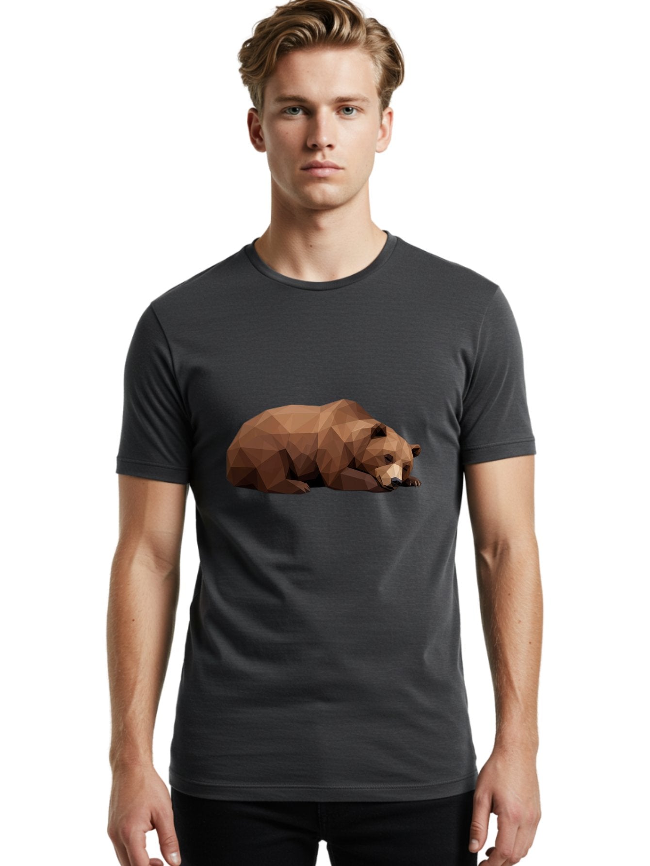 Low-Poly-Bear-6 Men'S Graphic Tee, 100% Cotton, Comfortable Casual Summer Wear, Machine Washable, Vintage Camera, Old Camera, Antique Camera, Black Camera, Classic Photography, Photography Equipment, Nostalgic Device, Film Camera, Camera Art Baf189 28