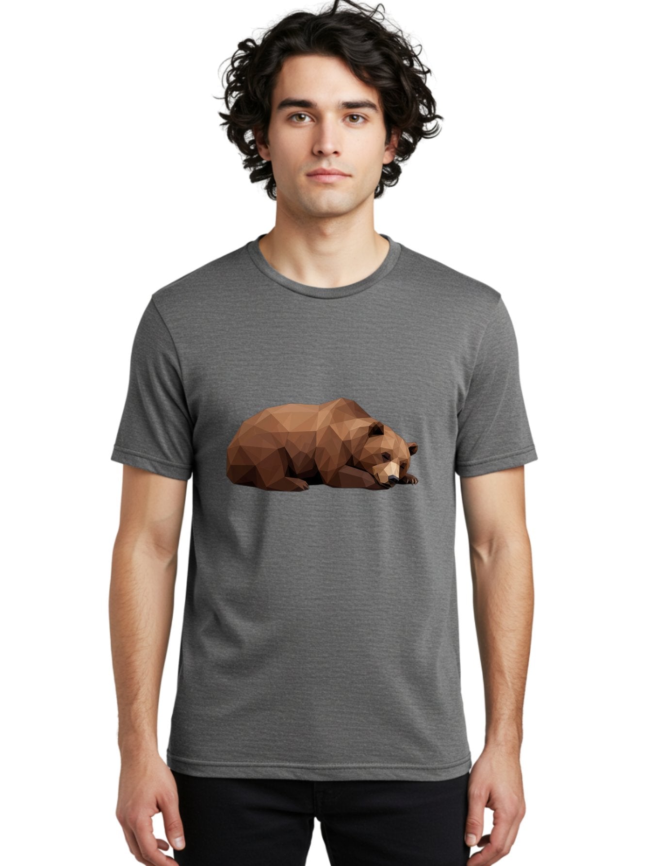 Low-Poly-Bear-6 Men'S Graphic Tee, 100% Cotton, Comfortable Casual Summer Wear, Machine Washable, Vintage Camera, Old Camera, Antique Camera, Black Camera, Classic Photography, Photography Equipment, Nostalgic Device, Film Camera, Camera Art Baf189 30
