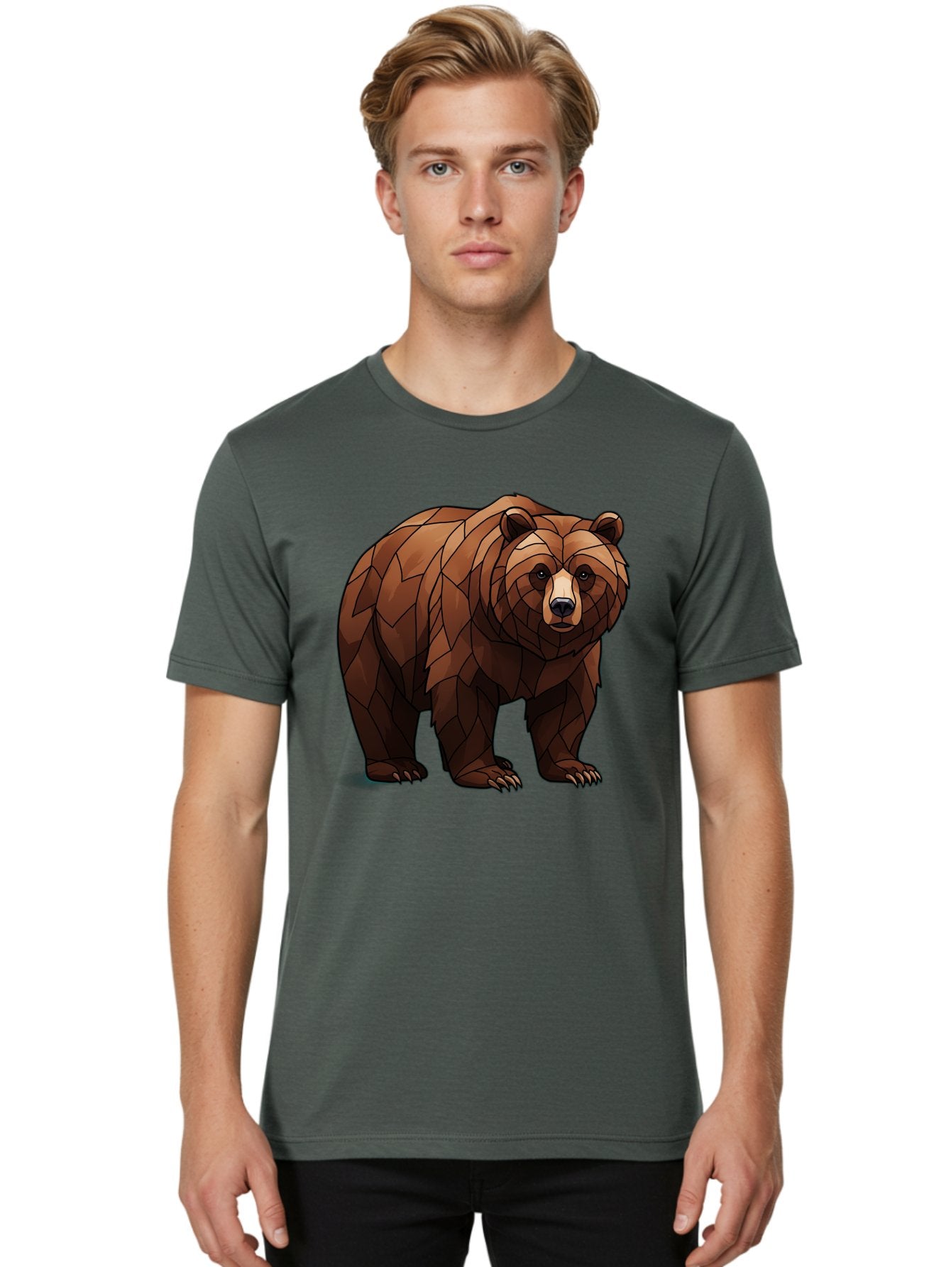Low-Poly-Bear-7 Men'S Graphic Tee, 100% Cotton, Comfortable Casual Summer Wear, Machine Washable, Vintage Camera, Old Camera, Antique Camera, Black Camera, Classic Photography, Photography Equipment, Nostalgic Device, Film Camera, Camera Art Baf190 30