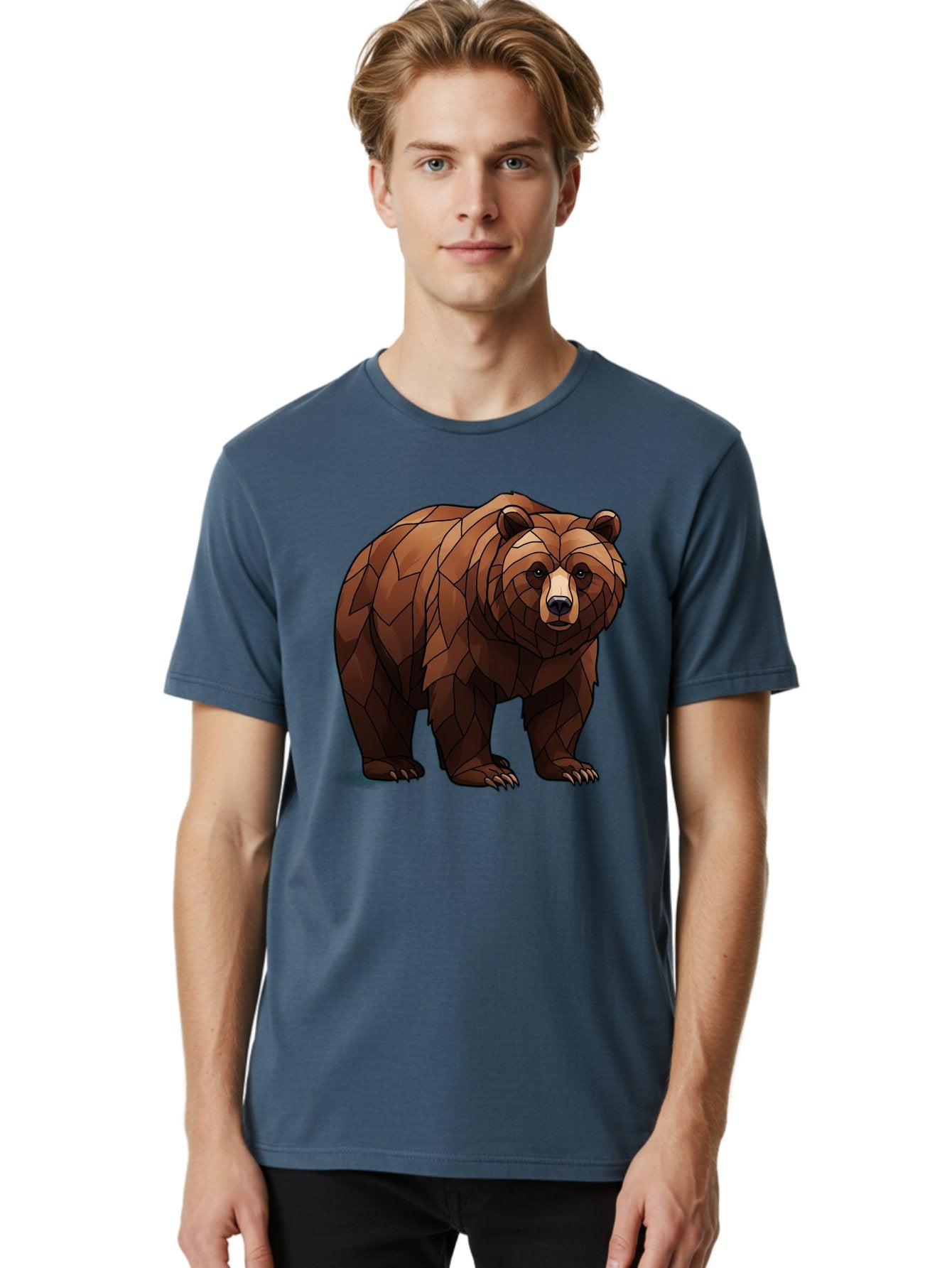 Low-Poly-Bear-7 Men'S Graphic Tee, 100% Cotton, Comfortable Casual Summer Wear, Machine Washable, Vintage Camera, Old Camera, Antique Camera, Black Camera, Classic Photography, Photography Equipment, Nostalgic Device, Film Camera, Camera Art Baf190 24