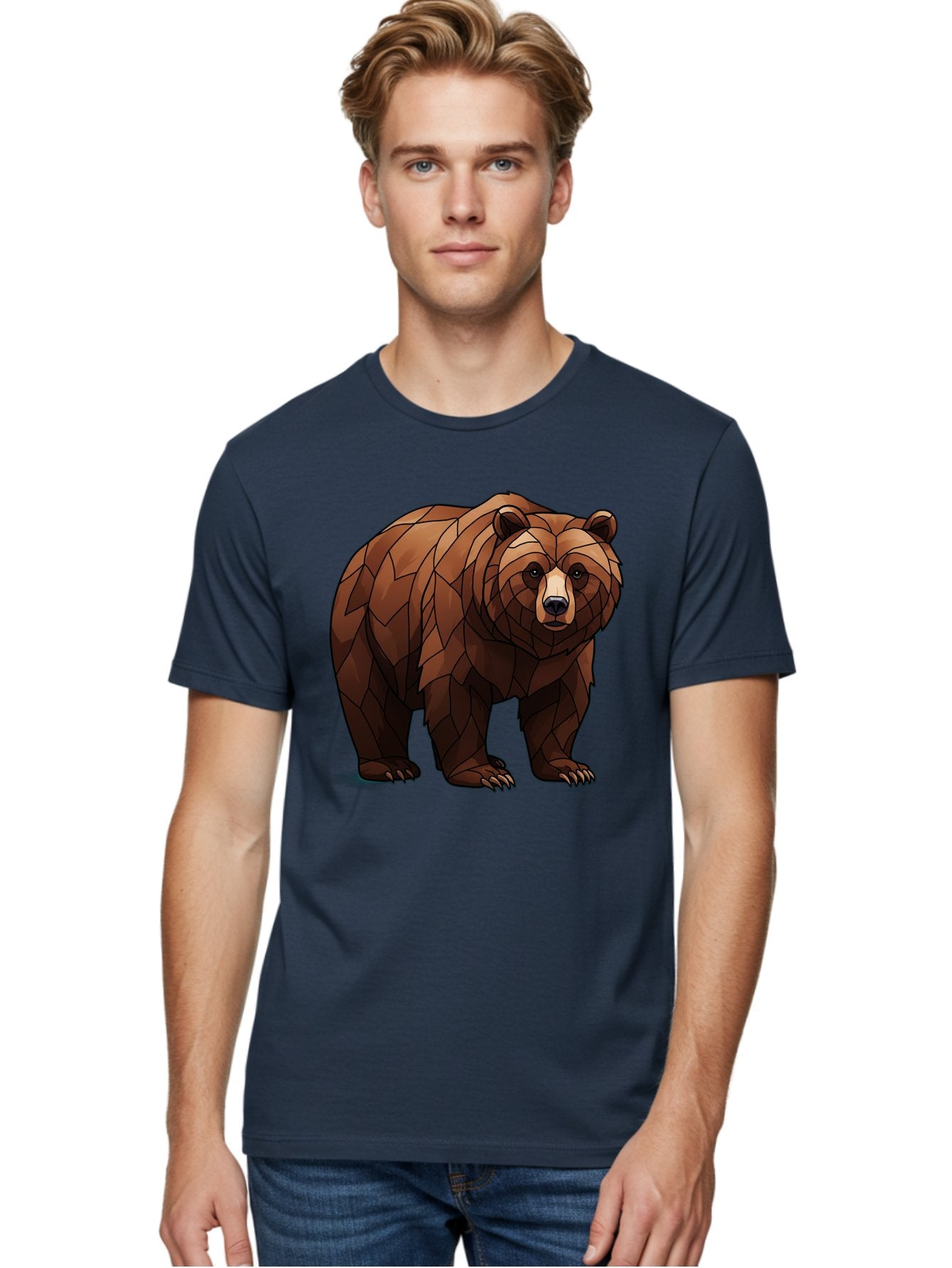 Low-Poly-Bear-7 Men'S Graphic Tee, 100% Cotton, Comfortable Casual Summer Wear, Machine Washable, Vintage Camera, Old Camera, Antique Camera, Black Camera, Classic Photography, Photography Equipment, Nostalgic Device, Film Camera, Camera Art Baf190 21