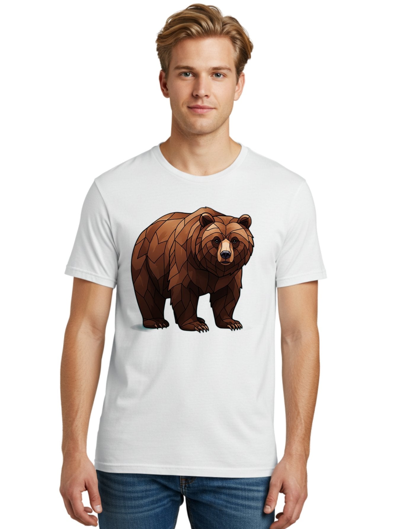 Low-Poly-Bear-7 Men'S Graphic Tee, 100% Cotton, Comfortable Casual Summer Wear, Machine Washable, Vintage Camera, Old Camera, Antique Camera, Black Camera, Classic Photography, Photography Equipment, Nostalgic Device, Film Camera, Camera Art Baf190 23