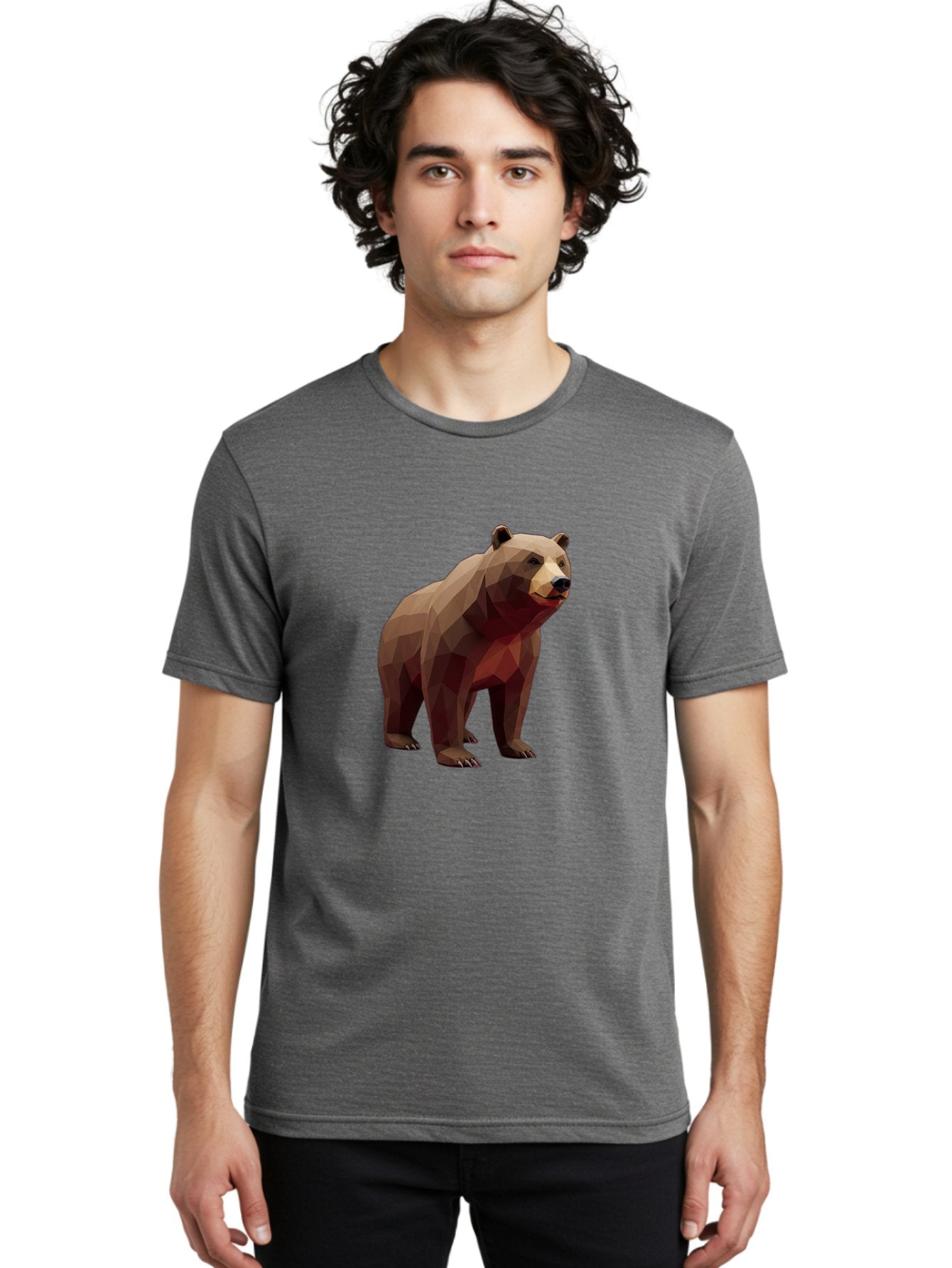 Low-Poly-Brown-Bear-1 Men'S Graphic Tee, 100% Cotton, Comfortable Casual Summer Wear, Machine Washable, Vintage Camera, Old Camera, Antique Camera, Black Camera, Classic Photography, Photography Equipment, Nostalgic Device, Film Camera, Baf193 23