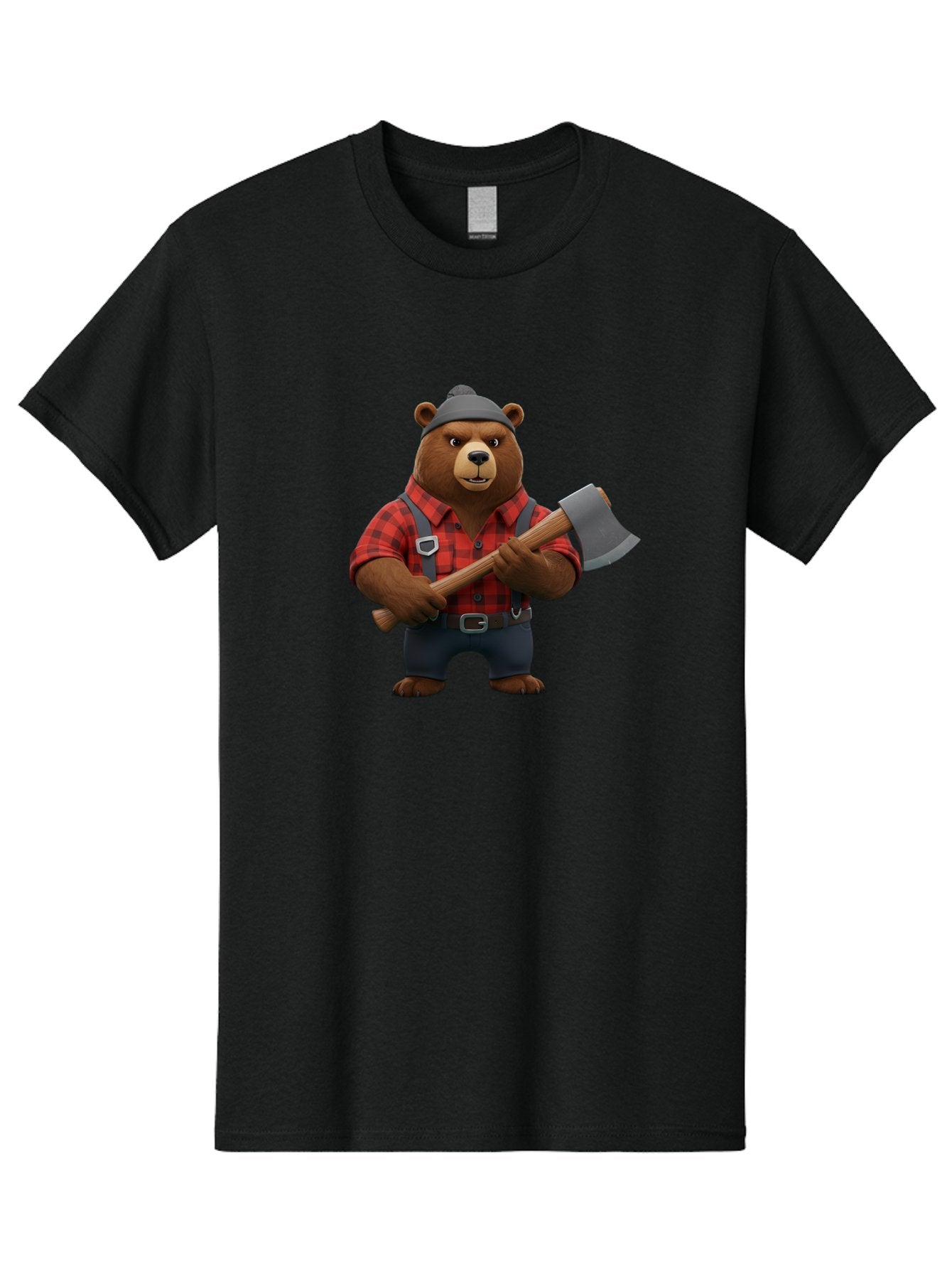 Lumberjack-Bear Men'S Graphic Tee, 100% Cotton, Comfortable Casual Summer Wear, Machine Washable, Vintage Camera, Old Camera, Antique Camera, Black Camera, Classic Photography, Photography Equipment, Nostalgic Device, Film Camera, Camera Art Baf198 6
