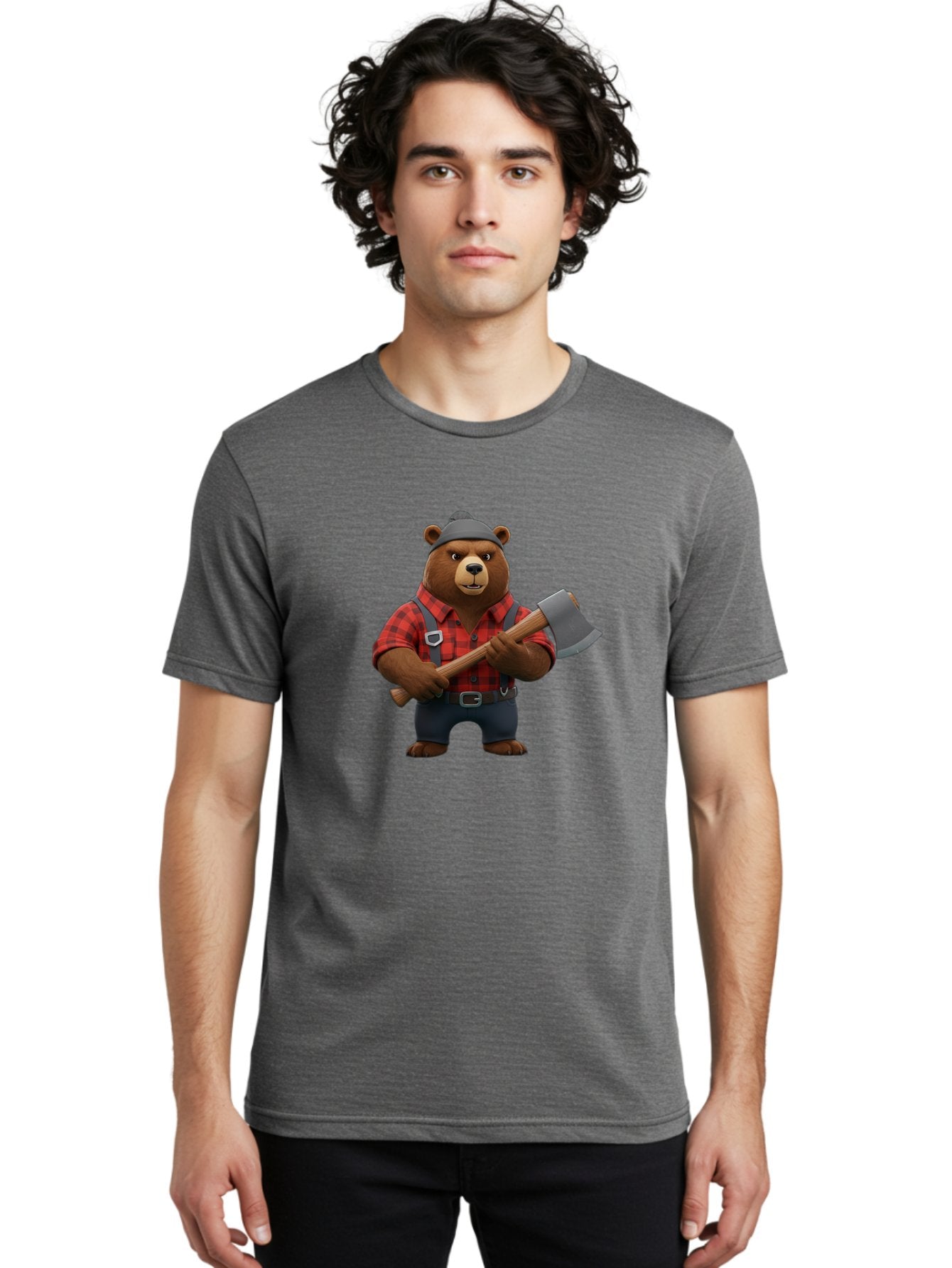 Lumberjack-Bear Men'S Graphic Tee, 100% Cotton, Comfortable Casual Summer Wear, Machine Washable, Vintage Camera, Old Camera, Antique Camera, Black Camera, Classic Photography, Photography Equipment, Nostalgic Device, Film Camera, Camera Art Baf198 27
