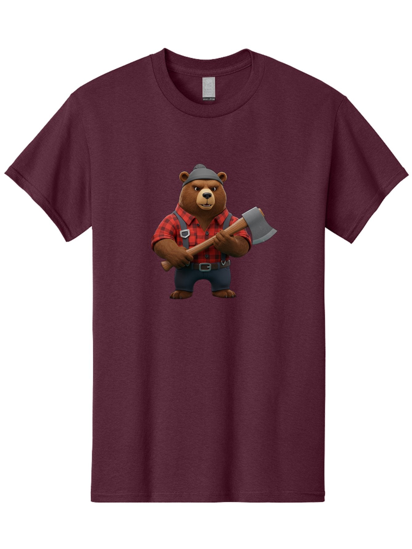 Lumberjack-Bear Men'S Graphic Tee, 100% Cotton, Comfortable Casual Summer Wear, Machine Washable, Vintage Camera, Old Camera, Antique Camera, Black Camera, Classic Photography, Photography Equipment, Nostalgic Device, Film Camera, Camera Art Baf198