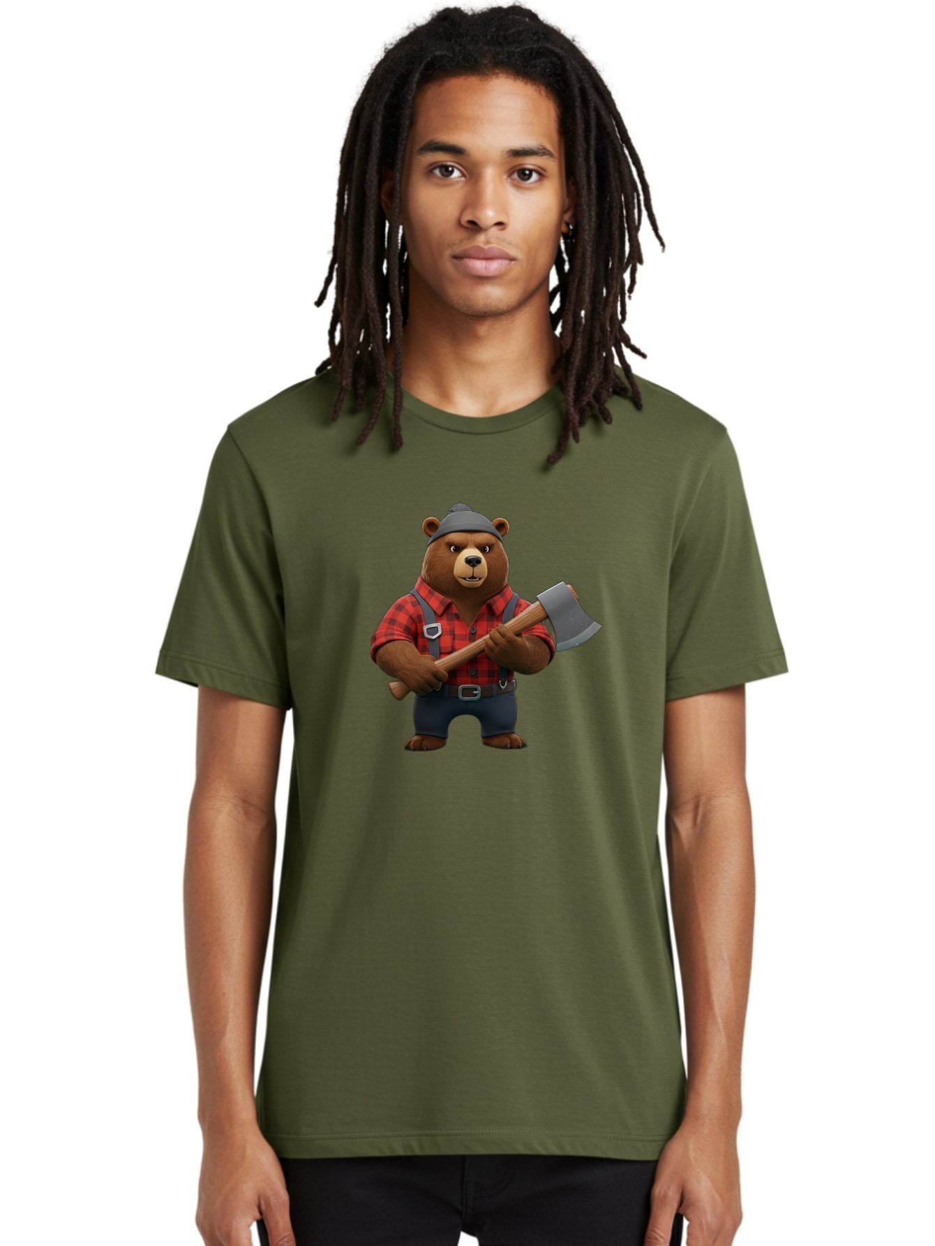 Lumberjack-Bear Men'S Graphic Tee, 100% Cotton, Comfortable Casual Summer Wear, Machine Washable, Vintage Camera, Old Camera, Antique Camera, Black Camera, Classic Photography, Photography Equipment, Nostalgic Device, Film Camera, Camera Art Baf198 29