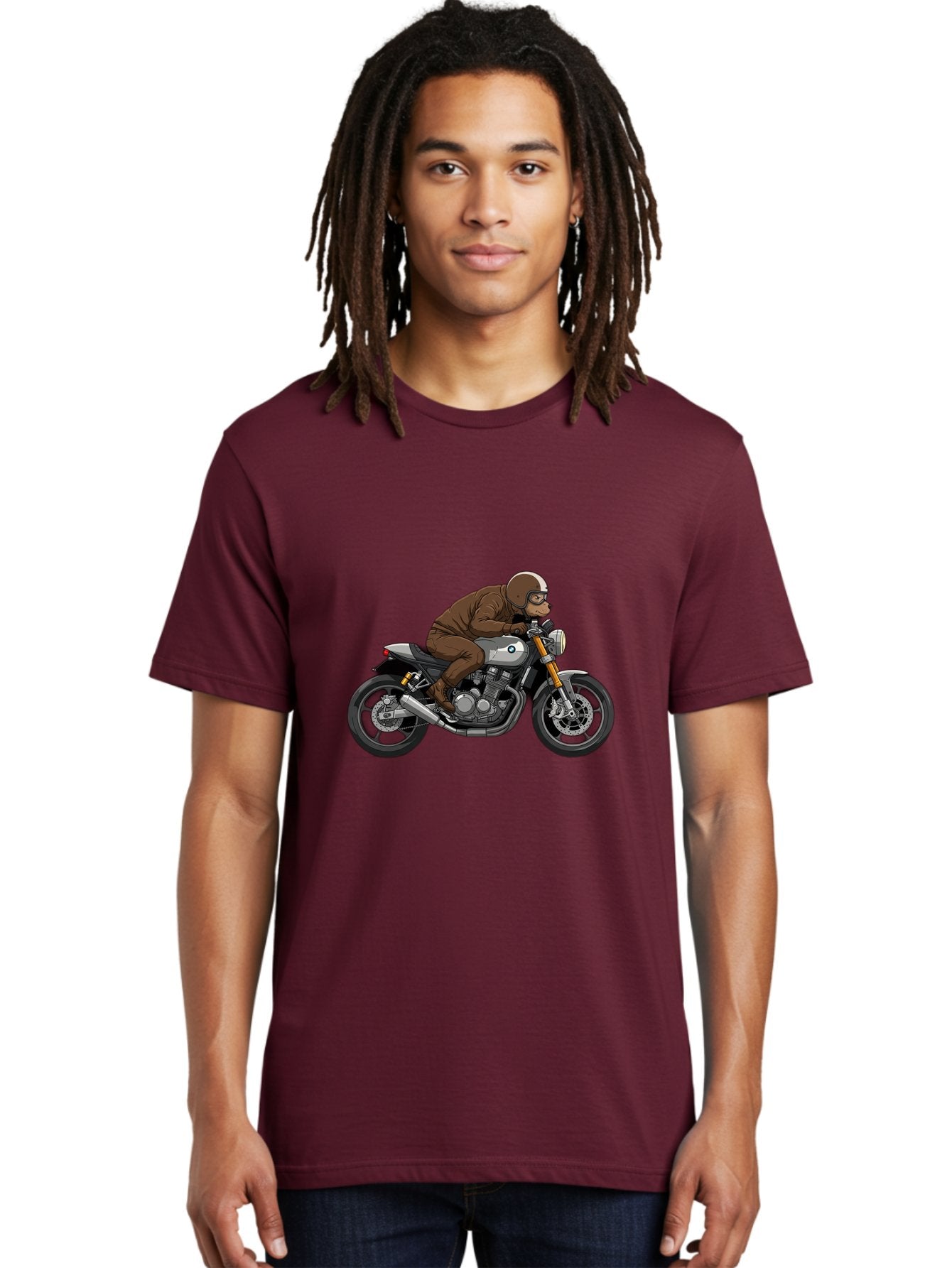 Monkey-On-Bmw-Motorcycle Men'S Graphic Tee, 100% Cotton, Comfortable Casual Summer Wear, Machine Washable, Vintage Camera, Old Camera, Antique Camera, Black Camera, Classic Photography, Photography Equipment, Nostalgic Device, Film Camera, Baf231 17