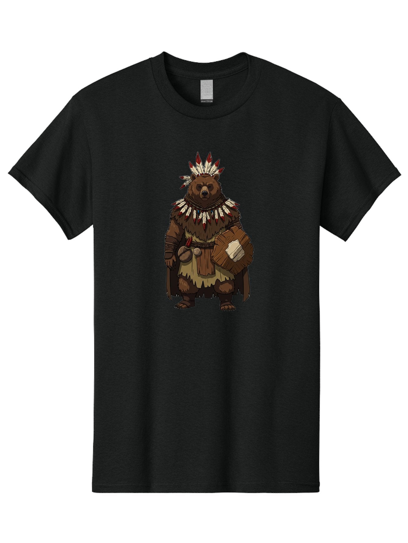 Native-American-Bear-Warrior Men'S Graphic Tee, 100% Cotton, Comfortable Casual Summer Wear, Machine Washable, Vintage Camera, Old Camera, Antique Camera, Black Camera, Classic Photography, Photography Equipment, Nostalgic Device, Film Camera, Baf238 3