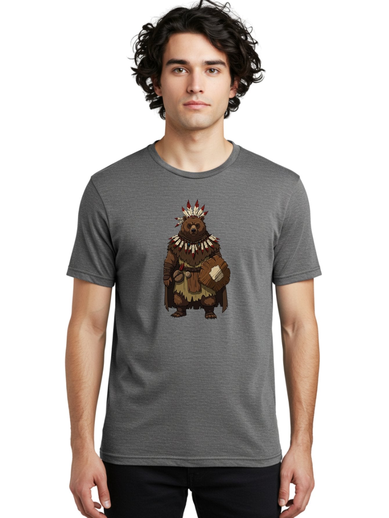 Native-American-Bear-Warrior Men'S Graphic Tee, 100% Cotton, Comfortable Casual Summer Wear, Machine Washable, Vintage Camera, Old Camera, Antique Camera, Black Camera, Classic Photography, Photography Equipment, Nostalgic Device, Film Camera, Baf238 28