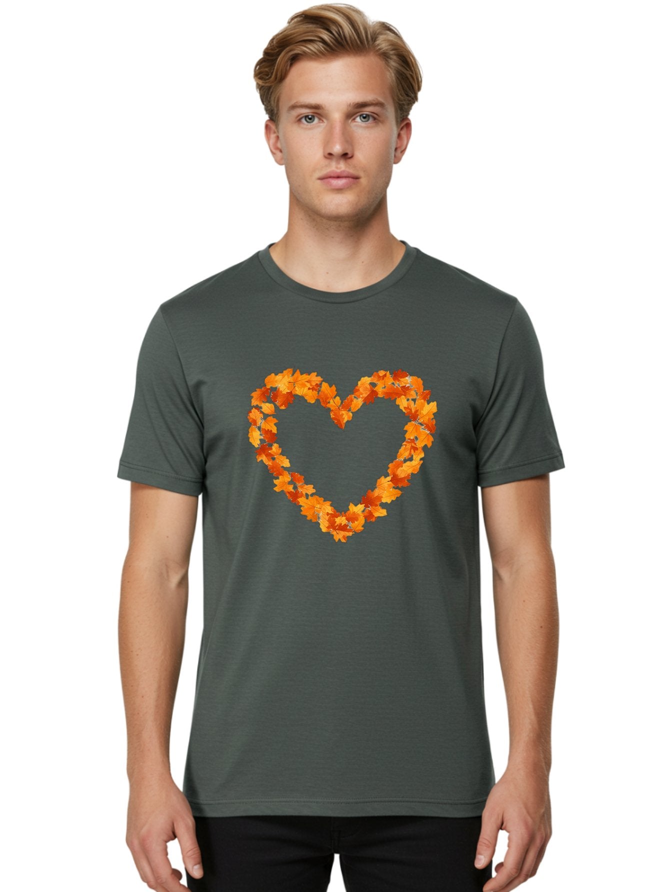 Orange-Leaves-Heart Men'S Graphic Tee, 100% Cotton, Comfortable Casual Summer Wear, Machine Washable, Vintage Camera, Old Camera, Antique Camera, Black Camera, Classic Photography, Photography Equipment, Nostalgic Device, Film Camera, Baf244 23