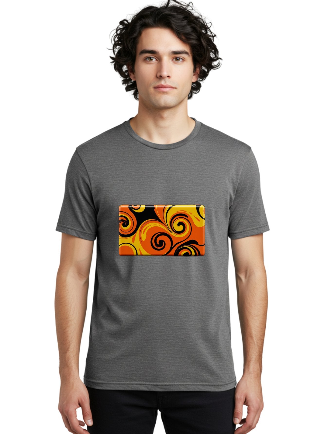 Orange-Swirl-Design Men'S Graphic Tee, 100% Cotton, Comfortable Casual Summer Wear, Machine Washable, Vintage Camera, Old Camera, Antique Camera, Black Camera, Classic Photography, Photography Equipment, Nostalgic Device, Film Camera, Baf245 22