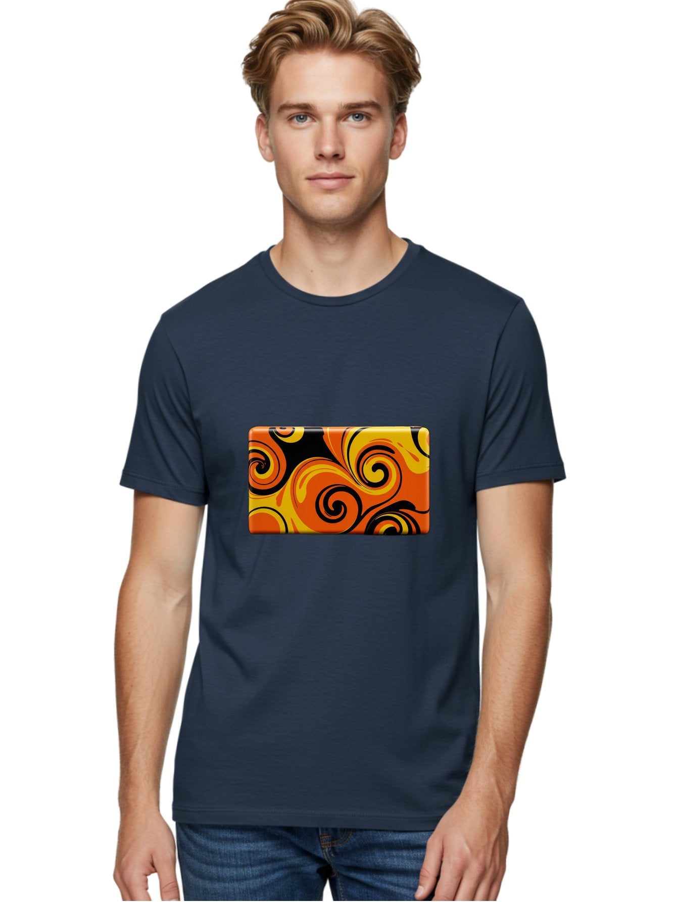 Orange-Swirl-Design Men'S Graphic Tee, 100% Cotton, Comfortable Casual Summer Wear, Machine Washable, Vintage Camera, Old Camera, Antique Camera, Black Camera, Classic Photography, Photography Equipment, Nostalgic Device, Film Camera, Baf245 28