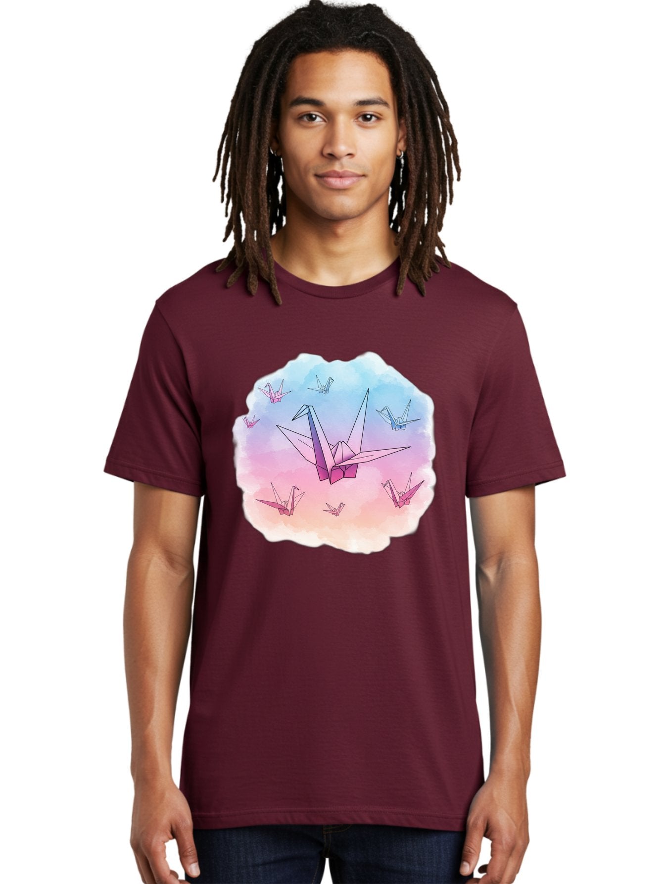 Origami-Cranes-2 Men'S Graphic Tee, 100% Cotton, Comfortable Casual Summer Wear, Machine Washable, Vintage Camera, Old Camera, Antique Camera, Black Camera, Classic Photography, Photography Equipment, Nostalgic Device, Film Camera, Camera Art Baf254 29