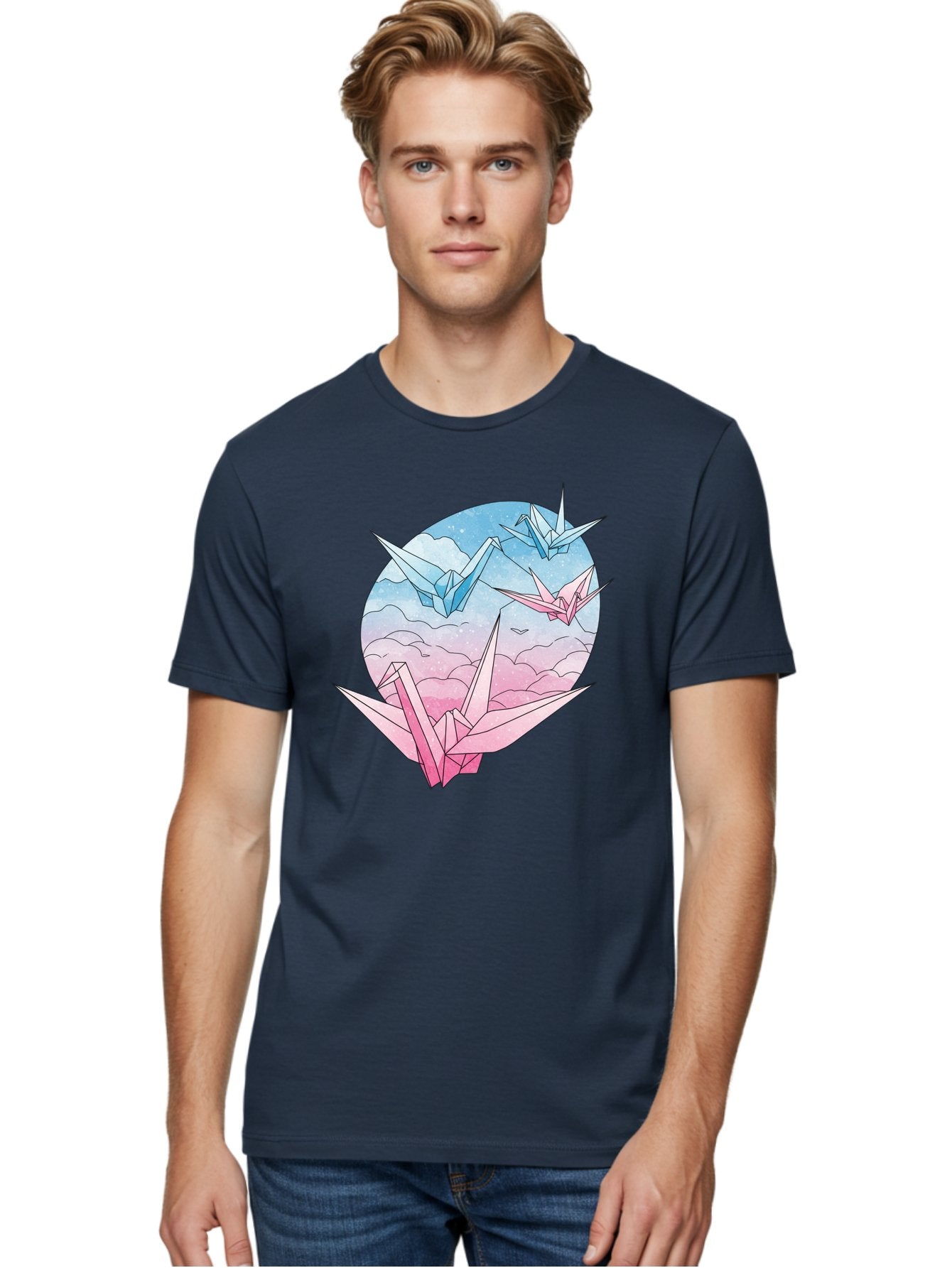 Origami-Cranes-3 Men'S Graphic Tee, 100% Cotton, Comfortable Casual Summer Wear, Machine Washable, Vintage Camera, Old Camera, Antique Camera, Black Camera, Classic Photography, Photography Equipment, Nostalgic Device, Film Camera, Camera Art Baf255 17