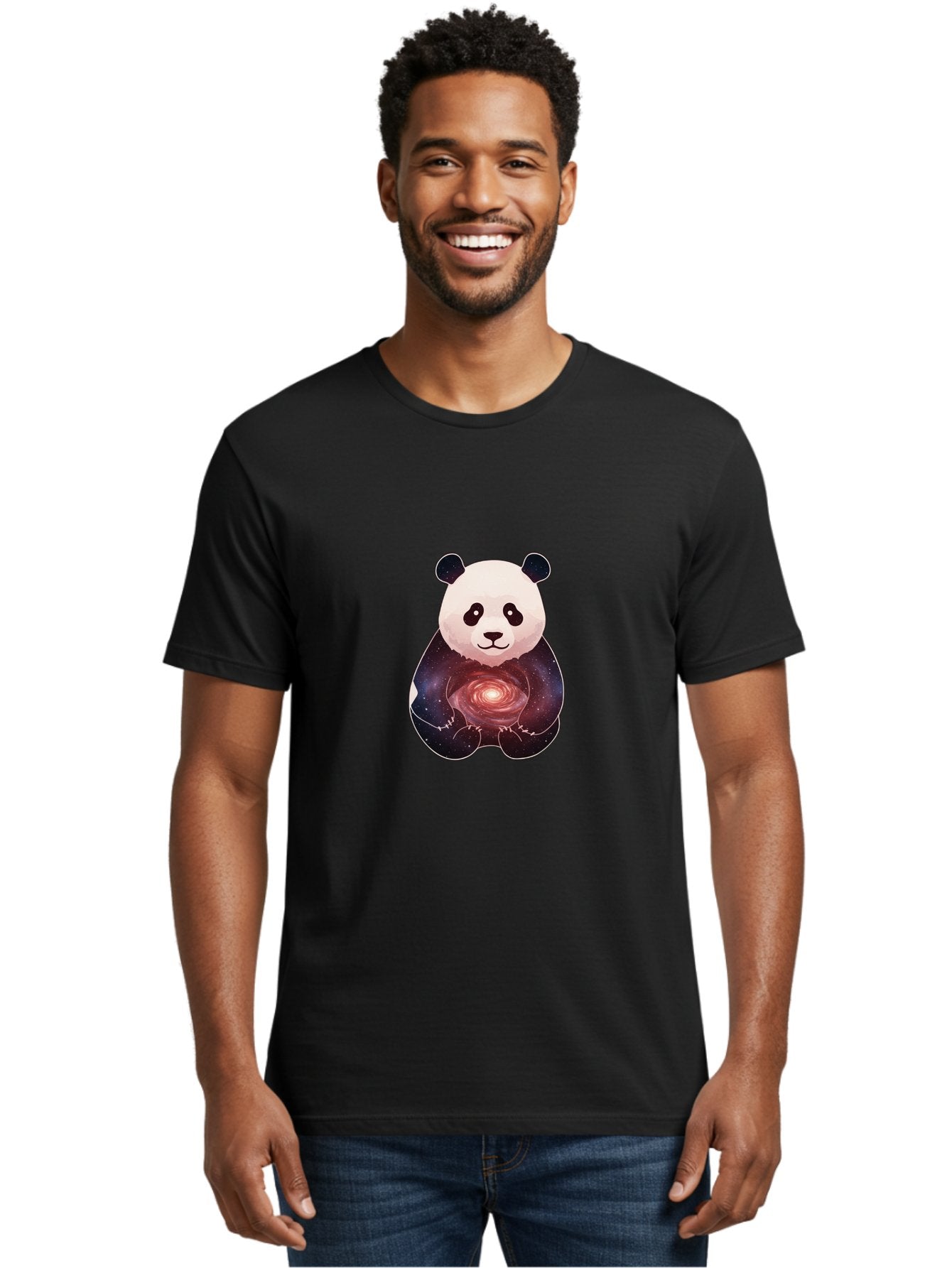 Panda-Galaxy-2 Men'S Graphic Tee, 100% Cotton, Comfortable Casual Summer Wear, Machine Washable, Vintage Camera, Old Camera, Antique Camera, Black Camera, Classic Photography, Photography Equipment, Nostalgic Device, Film Camera, Camera Art Baf290 21