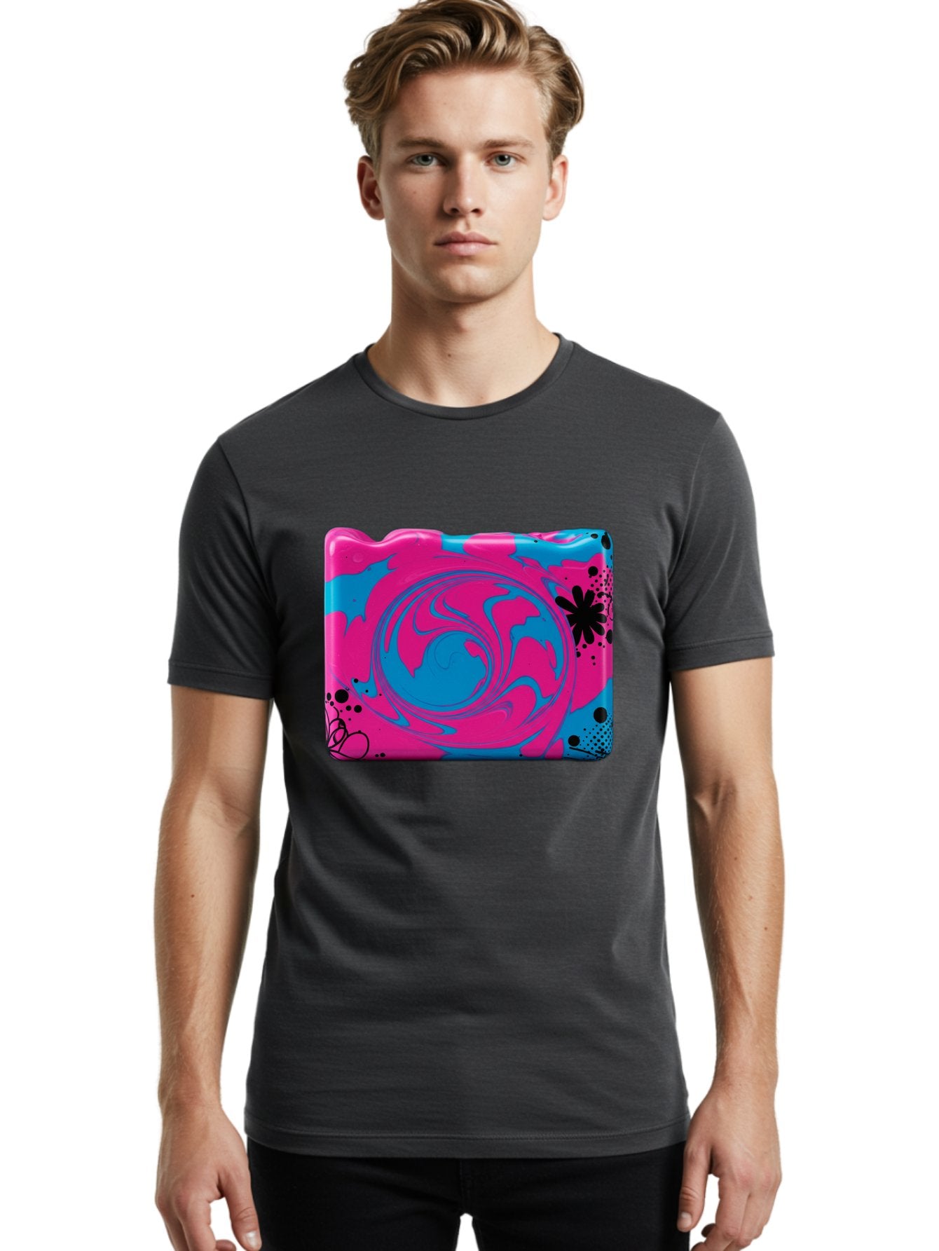 Pink-Blue-Swirl Men'S Graphic Tee, 100% Cotton, Comfortable Casual Summer Wear, Machine Washable, Vintage Camera, Old Camera, Antique Camera, Black Camera, Classic Photography, Photography Equipment, Nostalgic Device, Film Camera, Camera Art Baf349 26