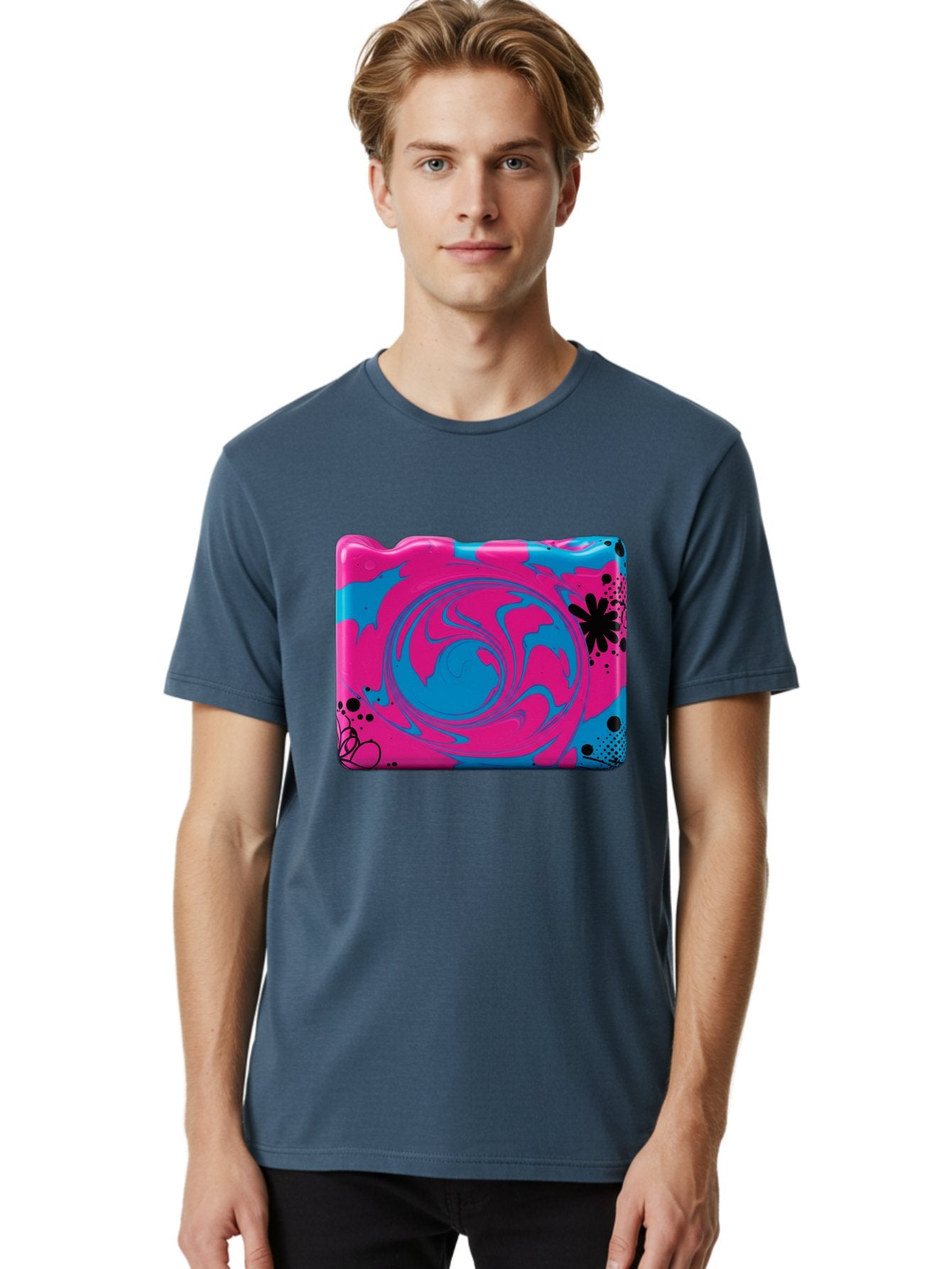 Pink-Blue-Swirl Men'S Graphic Tee, 100% Cotton, Comfortable Casual Summer Wear, Machine Washable, Vintage Camera, Old Camera, Antique Camera, Black Camera, Classic Photography, Photography Equipment, Nostalgic Device, Film Camera, Camera Art Baf349 27