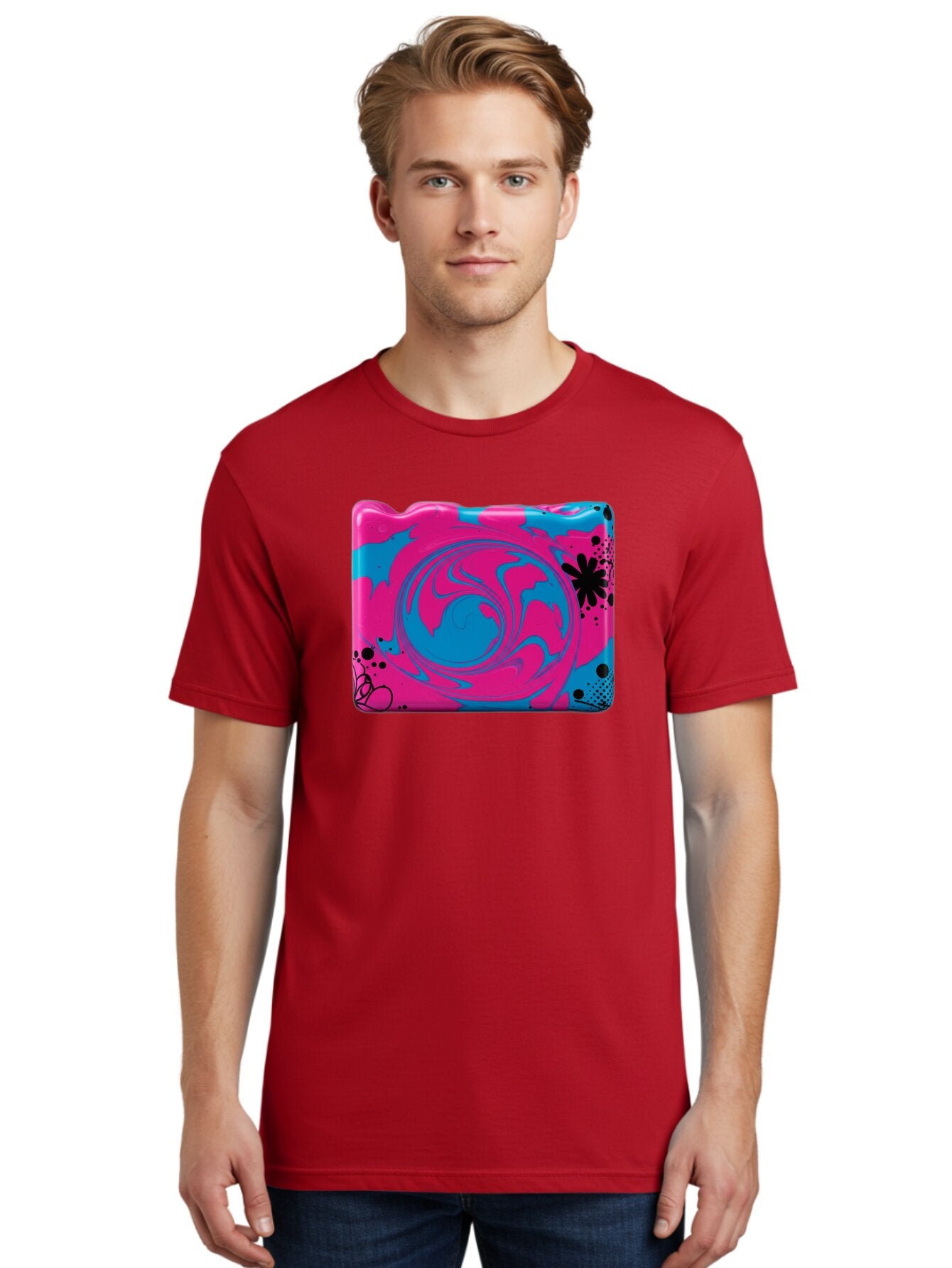Pink-Blue-Swirl Men'S Graphic Tee, 100% Cotton, Comfortable Casual Summer Wear, Machine Washable, Vintage Camera, Old Camera, Antique Camera, Black Camera, Classic Photography, Photography Equipment, Nostalgic Device, Film Camera, Camera Art Baf349 18