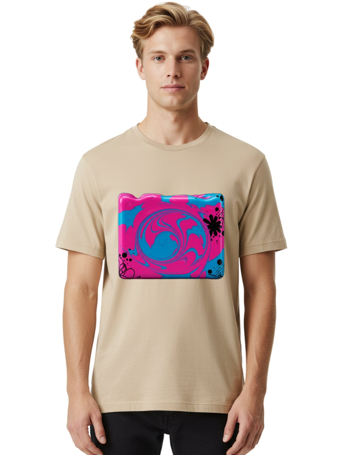 Pink-Blue-Swirl Men'S Graphic Tee, 100% Cotton, Comfortable Casual Summer Wear, Machine Washable, Vintage Camera, Old Camera, Antique Camera, Black Camera, Classic Photography, Photography Equipment, Nostalgic Device, Film Camera, Camera Art Baf349 29