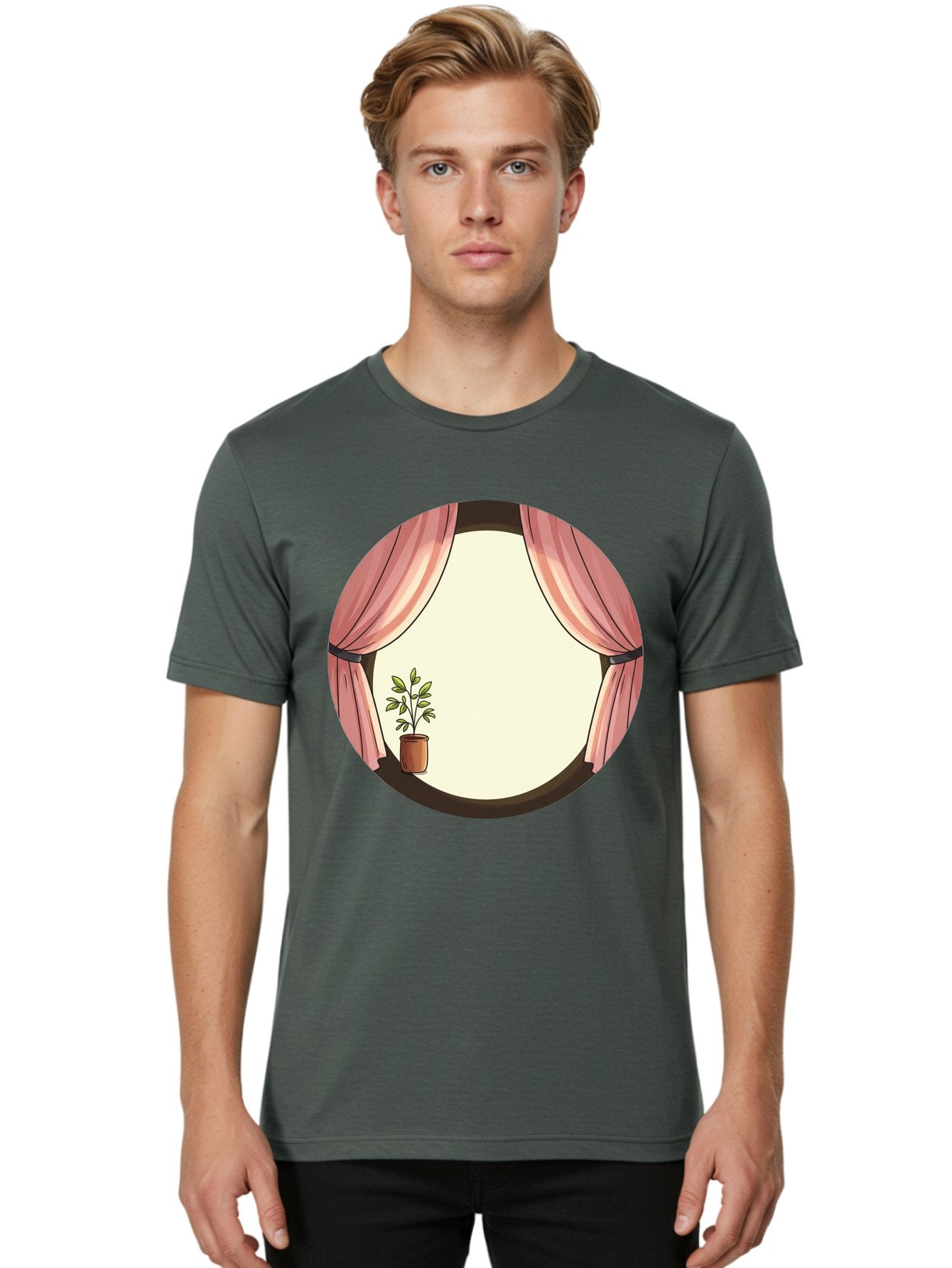 Pink-Curtain-Potted-Plant Men'S Graphic Tee, 100% Cotton, Comfortable Casual Summer Wear, Machine Washable, Vintage Camera, Old Camera, Antique Camera, Black Camera, Classic Photography, Photography Equipment, Nostalgic Device, Film Camera, Baf350 18