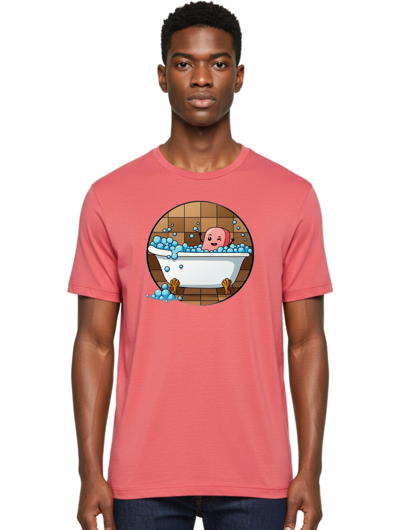 Pink-Head-In-White-Bathtub Men'S Graphic Tee, 100% Cotton, Comfortable Casual Summer Wear, Machine Washable, Vintage Camera, Old Camera, Antique Camera, Black Camera, Classic Photography, Photography Equipment, Nostalgic Device, Film Camera, Baf352 17