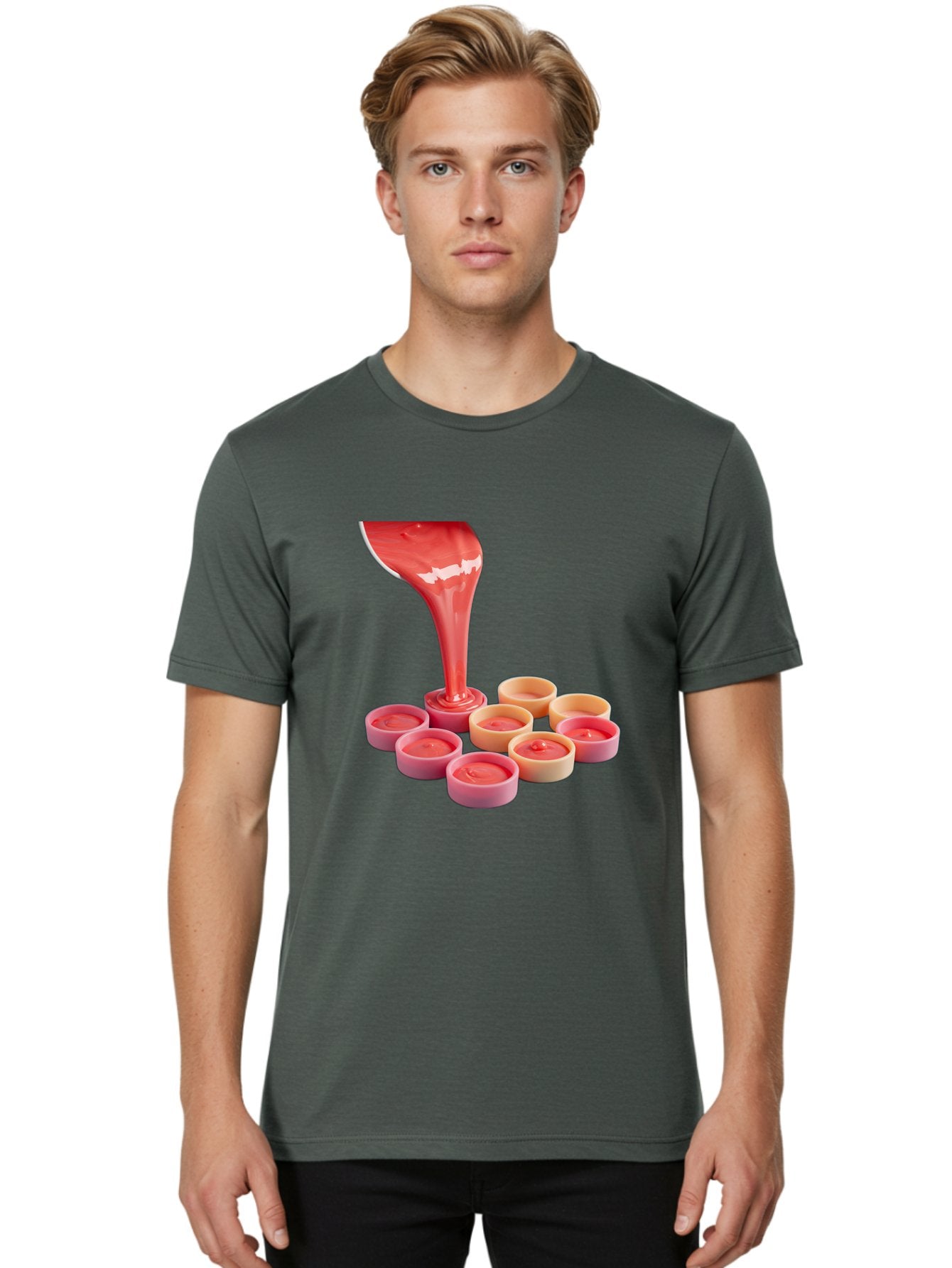 Pink-Sauce-Pouring-Into-Containers Men'S Graphic Tee, 100% Cotton, Comfortable Casual Summer Wear, Machine Washable, Vintage Camera, Old Camera, Antique Camera, Black Camera, Classic Photography, Photography Equipment, Nostalgic Device, Baf355 25