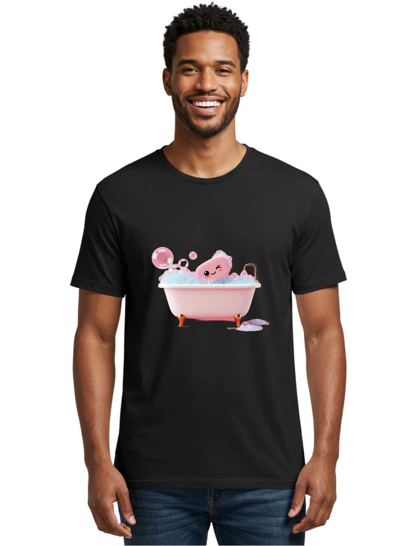 Pink-Soap-Character-In-Bathtub Men'S Graphic Tee, 100% Cotton, Comfortable Casual Summer Wear, Machine Washable, Vintage Camera, Old Camera, Antique Camera, Black Camera, Classic Photography, Photography Equipment, Nostalgic Device, Baf357 28