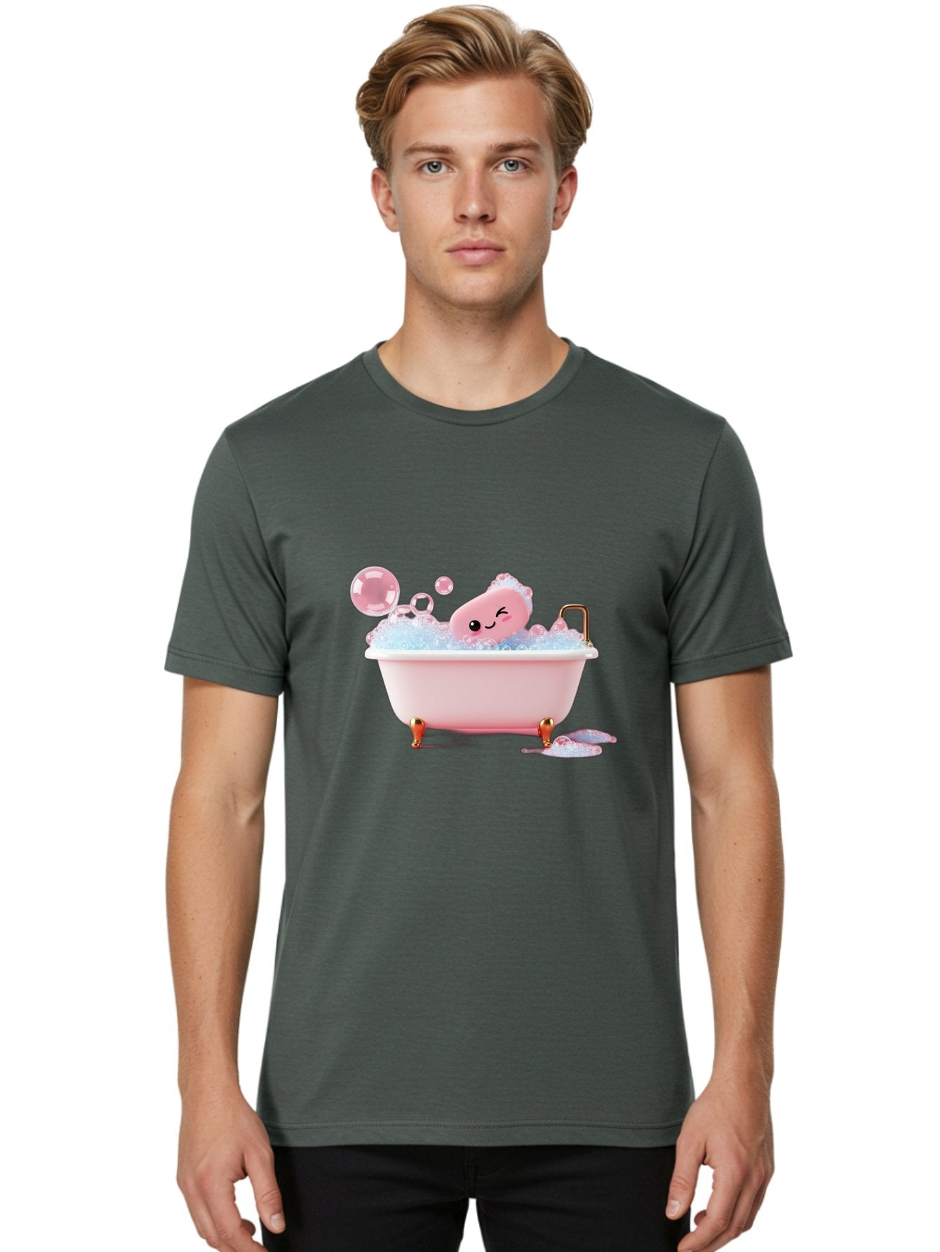 Pink-Soap-Character-In-Bathtub Men'S Graphic Tee, 100% Cotton, Comfortable Casual Summer Wear, Machine Washable, Vintage Camera, Old Camera, Antique Camera, Black Camera, Classic Photography, Photography Equipment, Nostalgic Device, Baf357 27