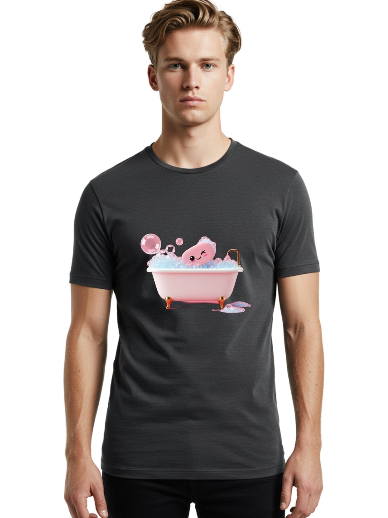 Pink-Soap-Character-In-Bathtub Men'S Graphic Tee, 100% Cotton, Comfortable Casual Summer Wear, Machine Washable, Vintage Camera, Old Camera, Antique Camera, Black Camera, Classic Photography, Photography Equipment, Nostalgic Device, Baf357 19