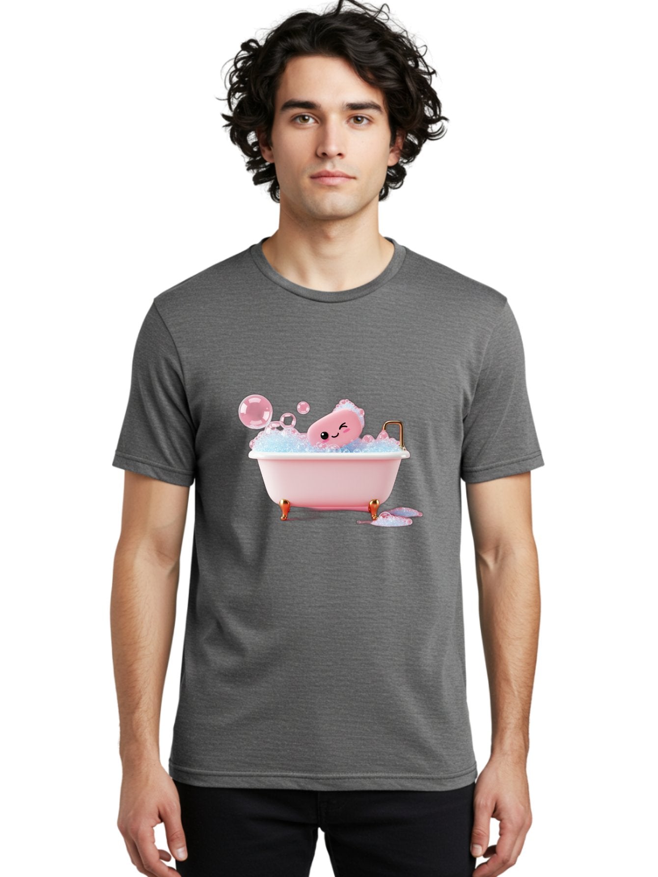Pink-Soap-Character-In-Bathtub Men'S Graphic Tee, 100% Cotton, Comfortable Casual Summer Wear, Machine Washable, Vintage Camera, Old Camera, Antique Camera, Black Camera, Classic Photography, Photography Equipment, Nostalgic Device, Baf357 21