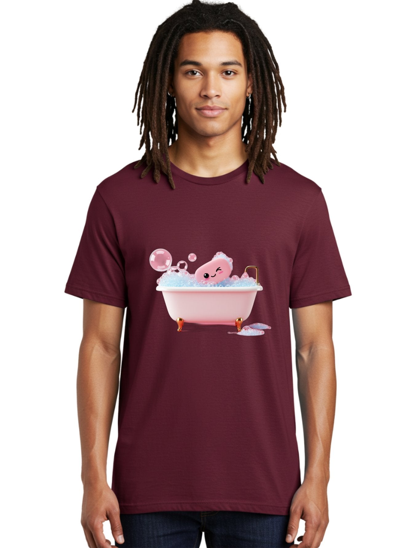 Pink-Soap-Character-In-Bathtub Men'S Graphic Tee, 100% Cotton, Comfortable Casual Summer Wear, Machine Washable, Vintage Camera, Old Camera, Antique Camera, Black Camera, Classic Photography, Photography Equipment, Nostalgic Device, Baf357 25