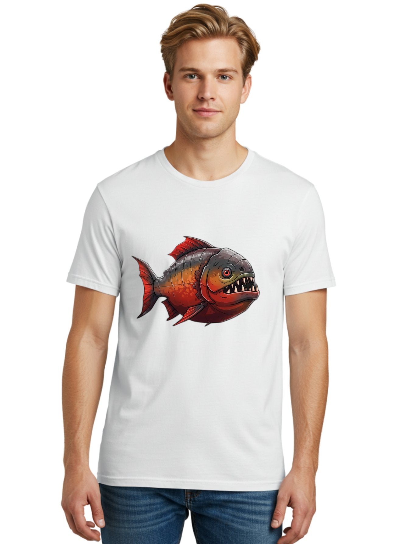 Piranha Men'S Graphic Tee, 100% Cotton, Comfortable Casual Summer Wear, Machine Washable, Vintage Camera, Old Camera, Antique Camera, Black Camera, Classic Photography, Photography Equipment, Nostalgic Device, Film Camera, Camera Art Baf360 24