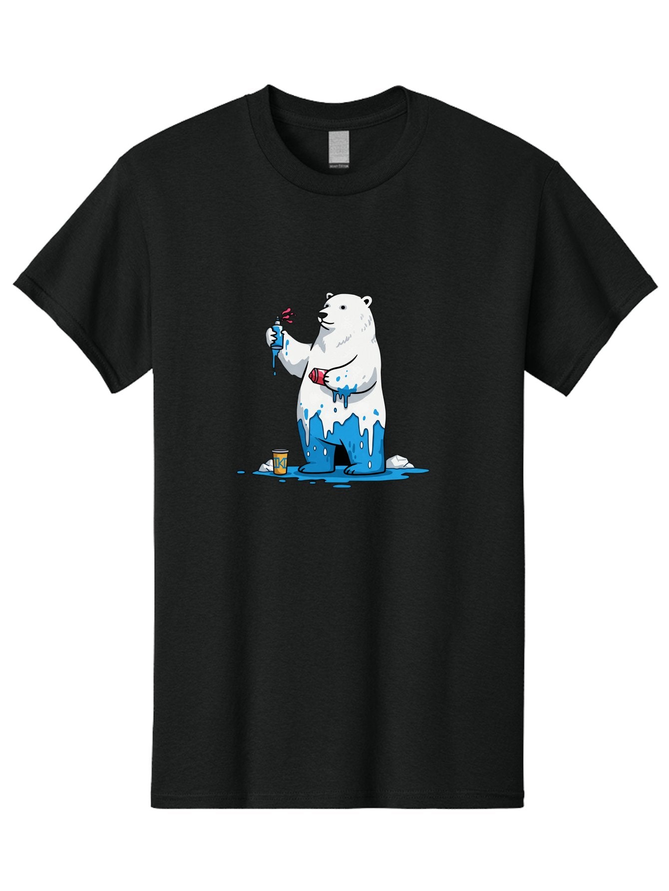 Polar-Bear-Painting Men'S Graphic Tee, 100% Cotton, Comfortable Casual Summer Wear, Machine Washable, Vintage Camera, Old Camera, Antique Camera, Black Camera, Classic Photography, Photography Equipment, Nostalgic Device, Film Camera, Baf407 6
