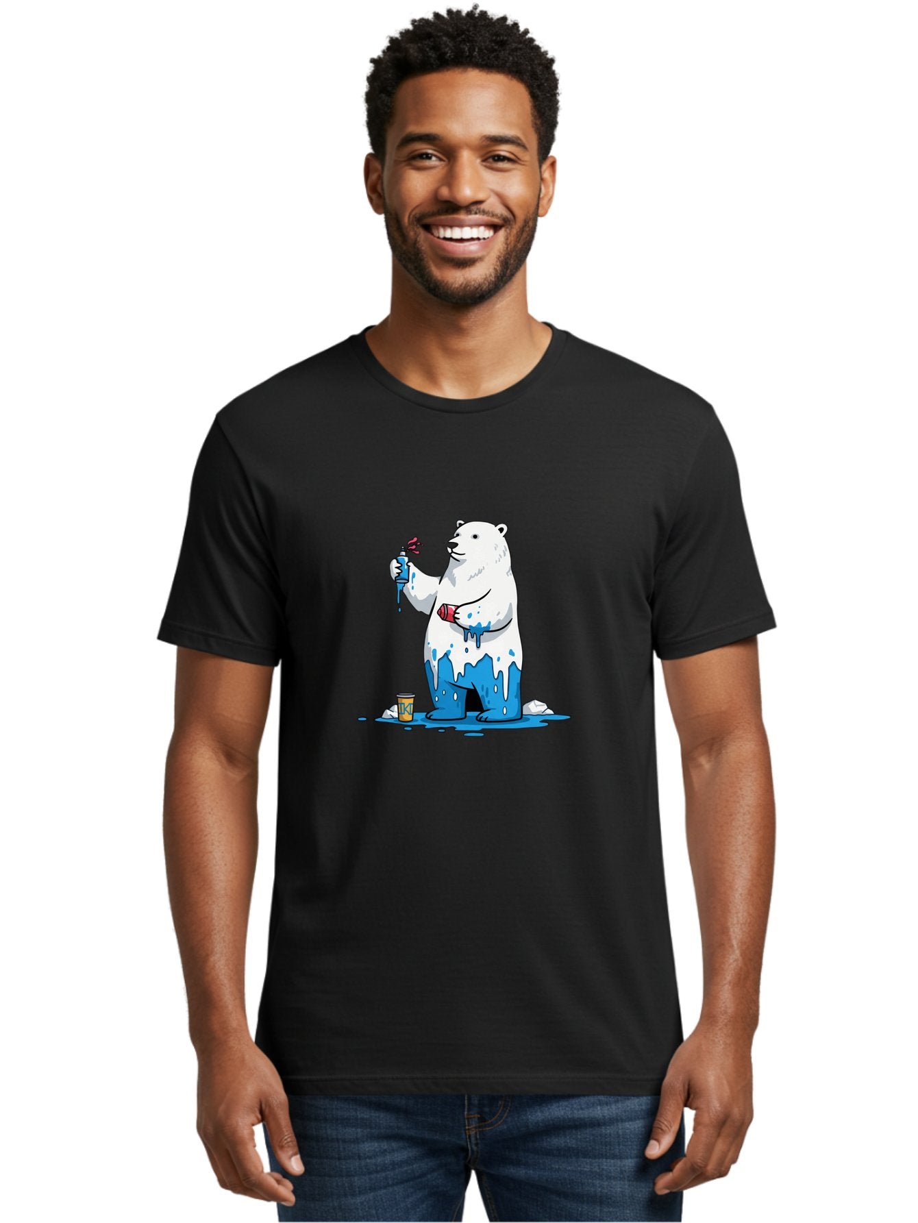 Polar-Bear-Painting Men'S Graphic Tee, 100% Cotton, Comfortable Casual Summer Wear, Machine Washable, Vintage Camera, Old Camera, Antique Camera, Black Camera, Classic Photography, Photography Equipment, Nostalgic Device, Film Camera, Baf407 24