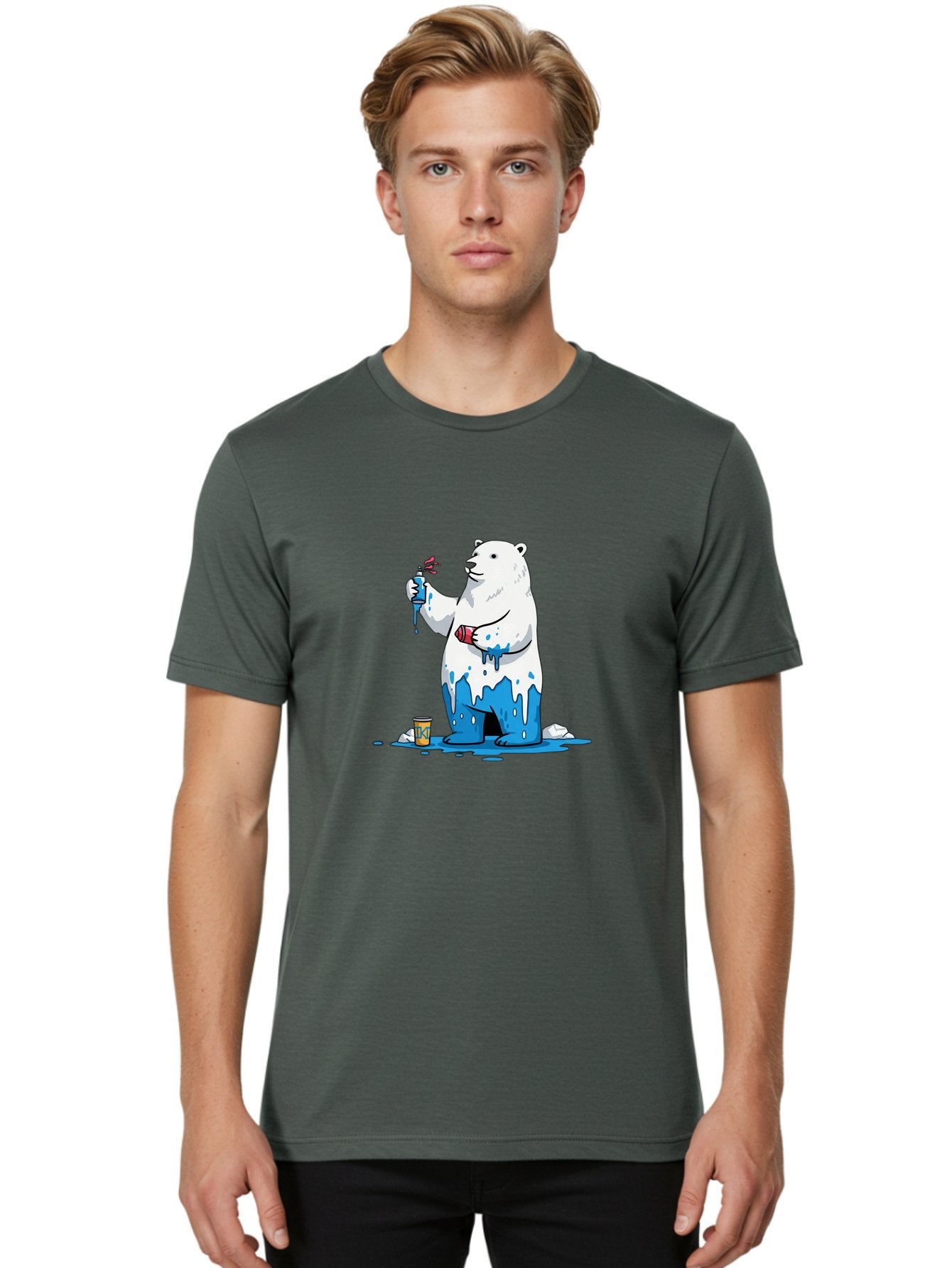 Polar-Bear-Painting Men'S Graphic Tee, 100% Cotton, Comfortable Casual Summer Wear, Machine Washable, Vintage Camera, Old Camera, Antique Camera, Black Camera, Classic Photography, Photography Equipment, Nostalgic Device, Film Camera, Baf407 16