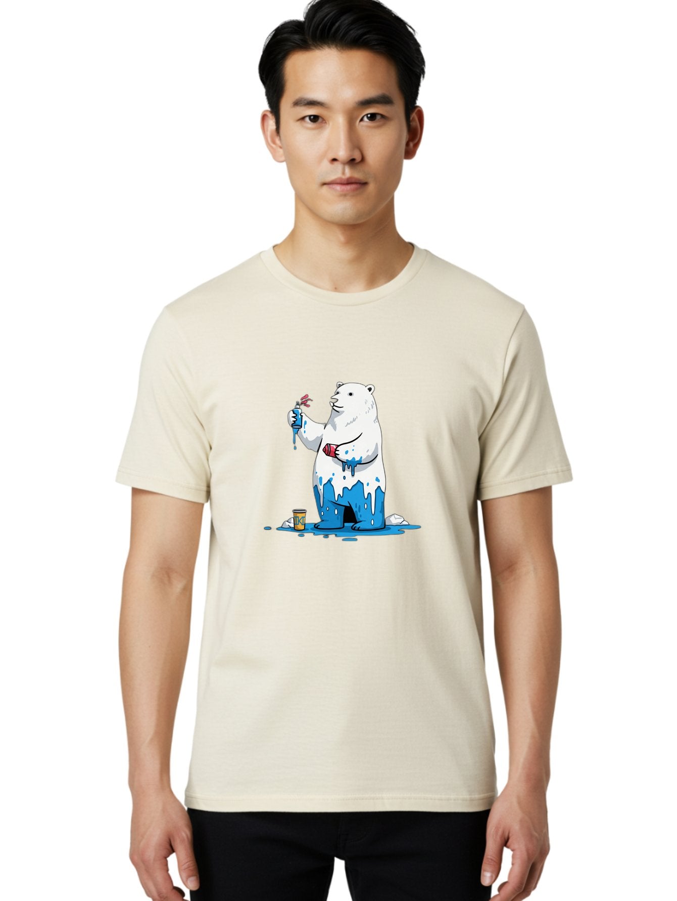 Polar-Bear-Painting Men'S Graphic Tee, 100% Cotton, Comfortable Casual Summer Wear, Machine Washable, Vintage Camera, Old Camera, Antique Camera, Black Camera, Classic Photography, Photography Equipment, Nostalgic Device, Film Camera, Baf407 21
