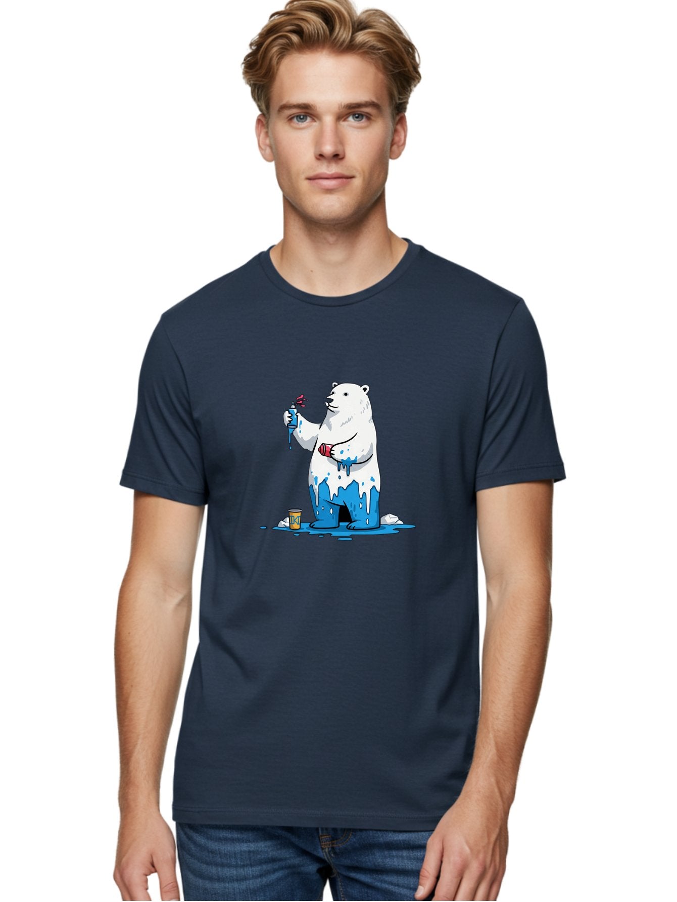 Polar-Bear-Painting Men'S Graphic Tee, 100% Cotton, Comfortable Casual Summer Wear, Machine Washable, Vintage Camera, Old Camera, Antique Camera, Black Camera, Classic Photography, Photography Equipment, Nostalgic Device, Film Camera, Baf407 19