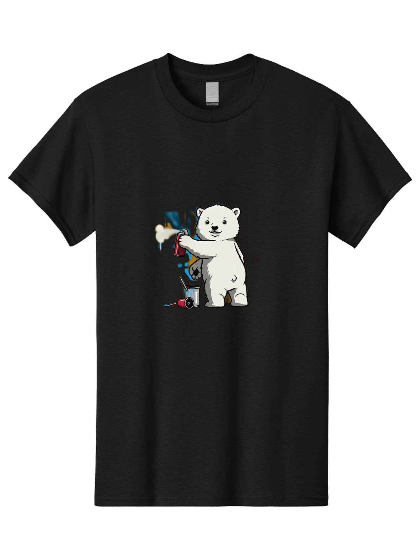 Polar-Bear-Spray-Painting-1 Men'S Graphic Tee, 100% Cotton, Comfortable Casual Summer Wear, Machine Washable, Vintage Camera, Old Camera, Antique Camera, Black Camera, Classic Photography, Photography Equipment, Nostalgic Device, Film Camera, Baf410 9